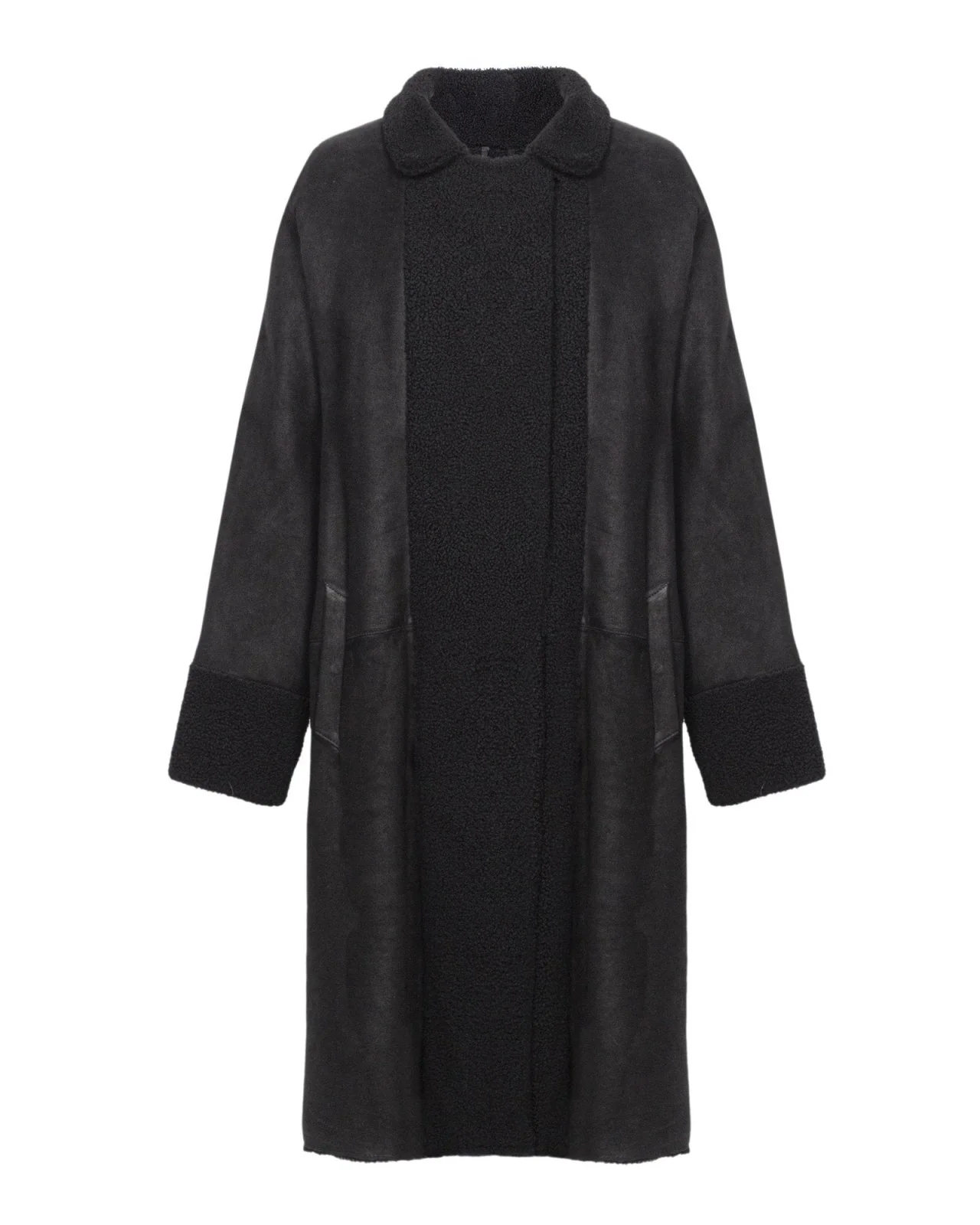 Black Long Leather Coat - Image 2