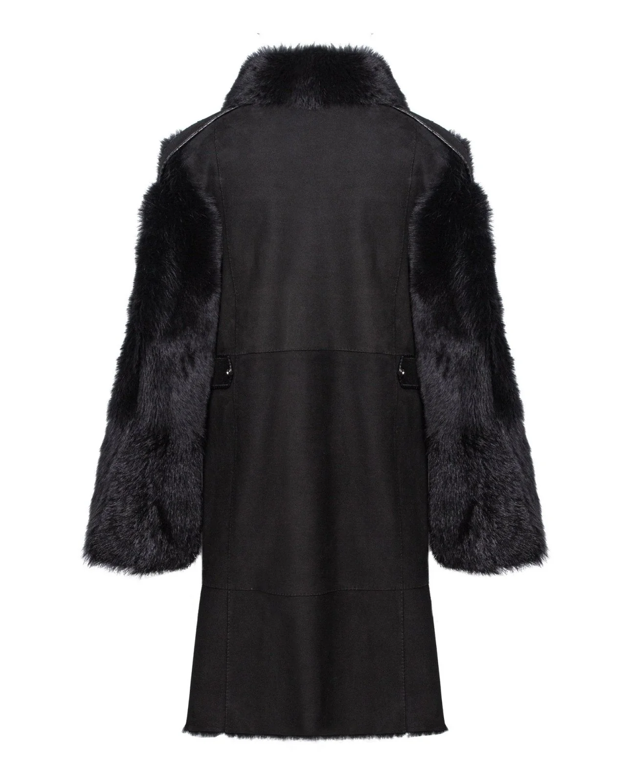 Black Long Leather Coat - Image 2