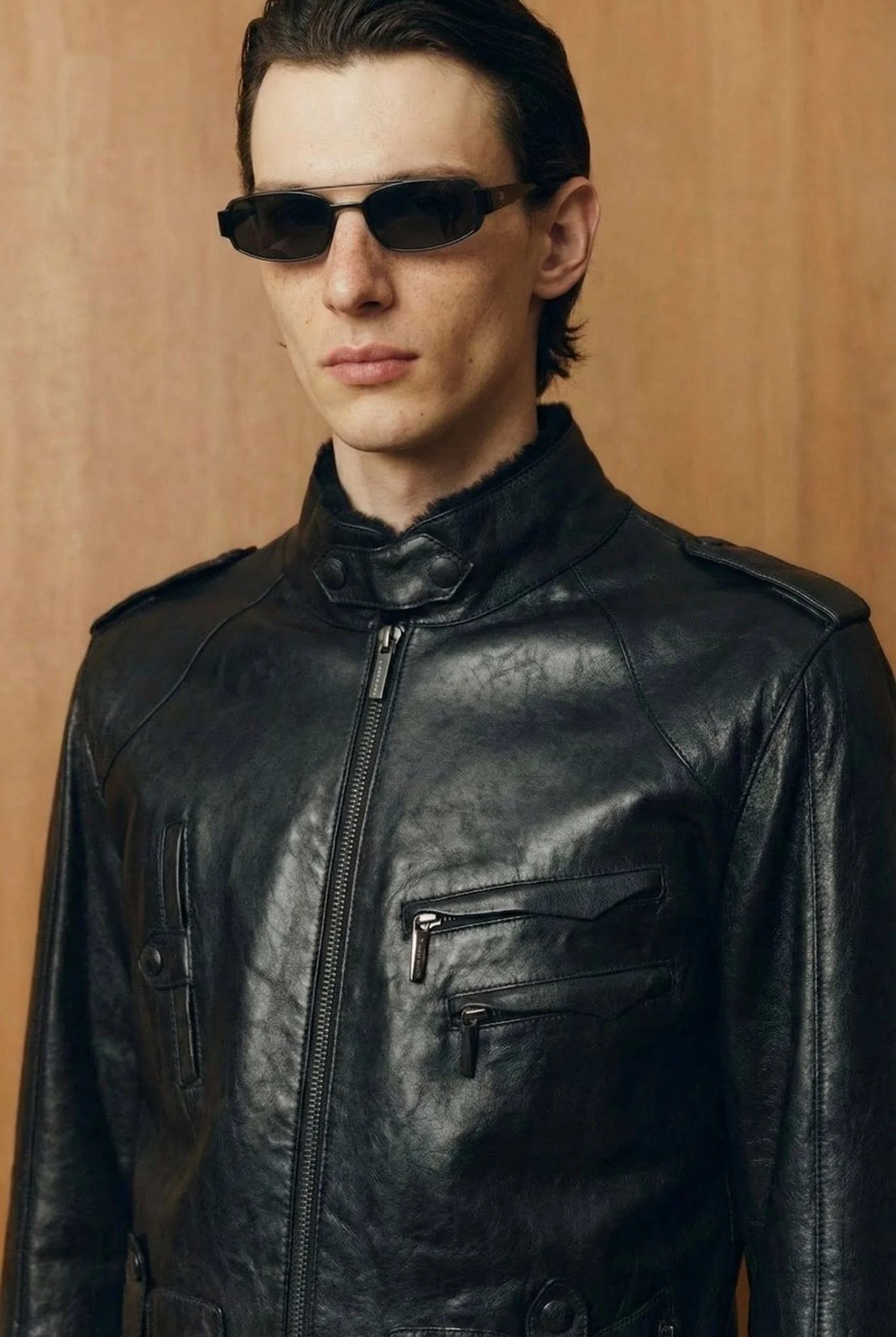Black Long Leather Jacket - Image 2
