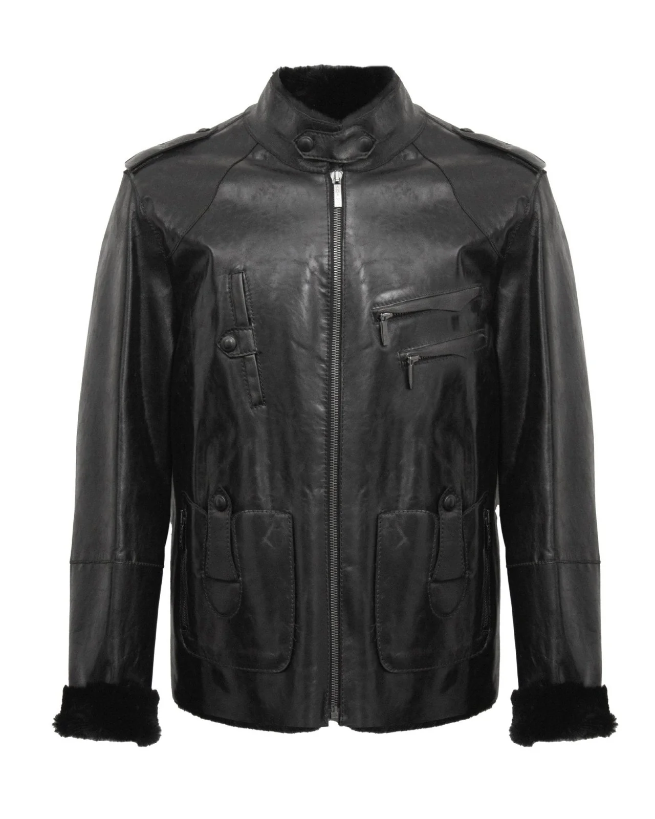 Black Long Leather Jacket - Image 3