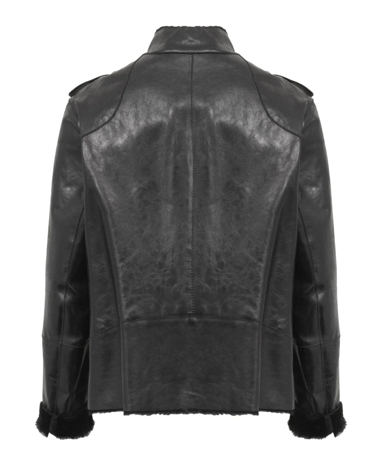 Black Long Leather Jacket - Image 4