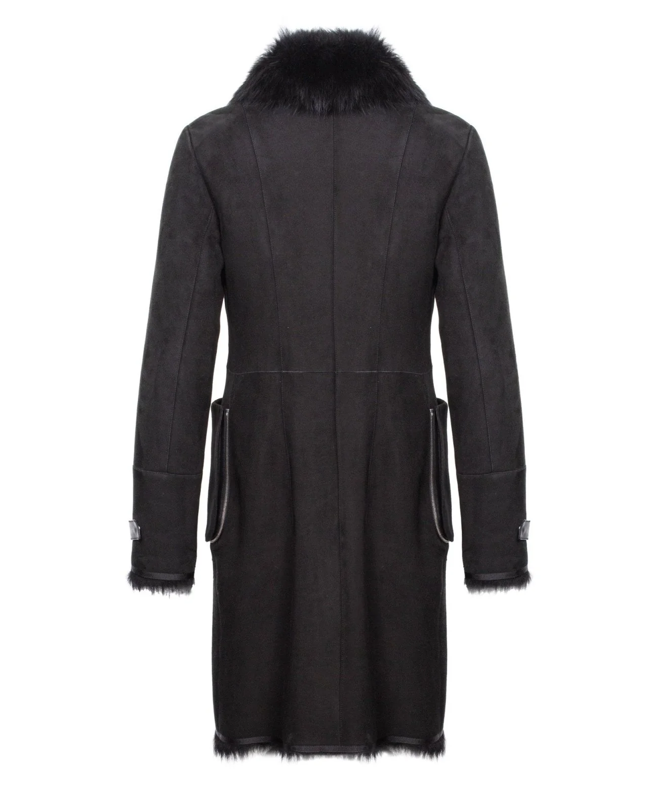 Black Long Shearling Coat - Image 2
