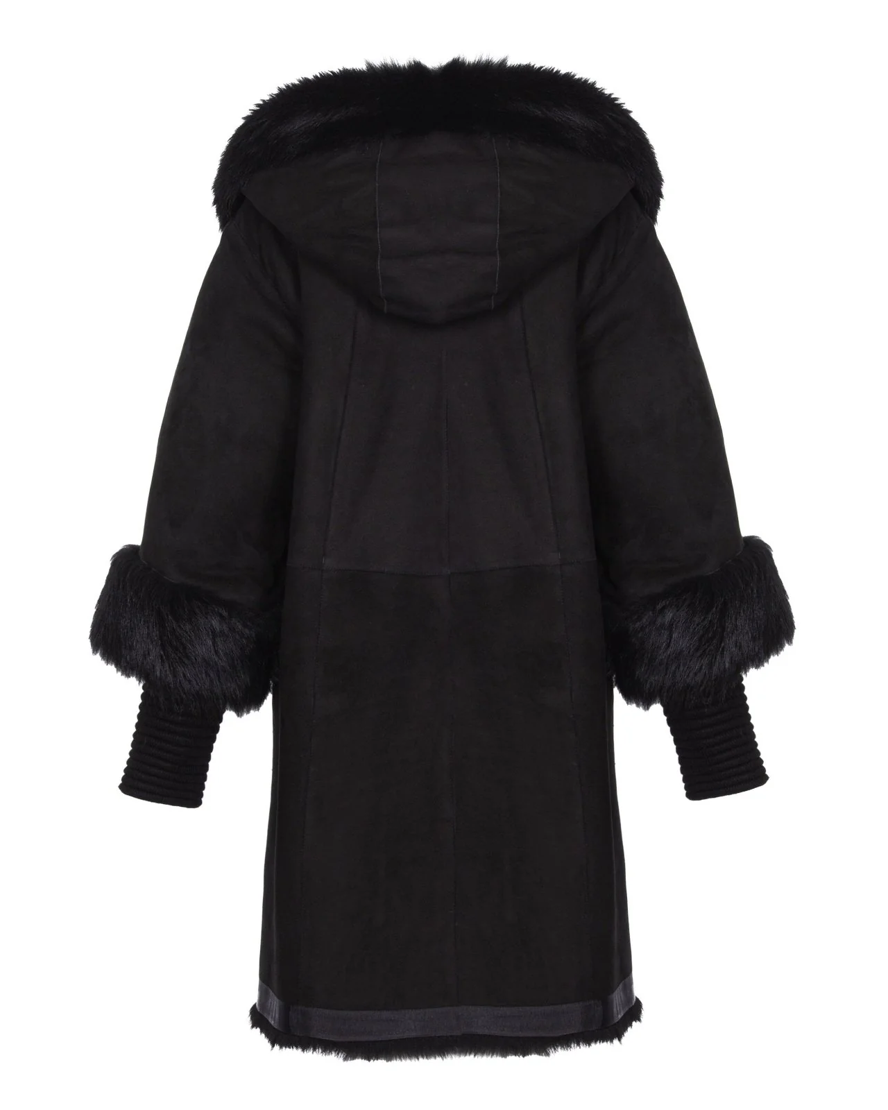 Black Long Suede Leather Coat - Image 2