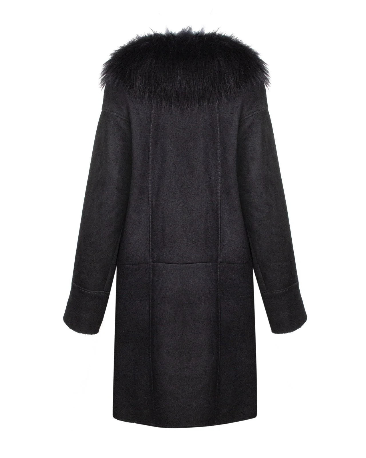Black Long Suede Leather Coat - Image 2