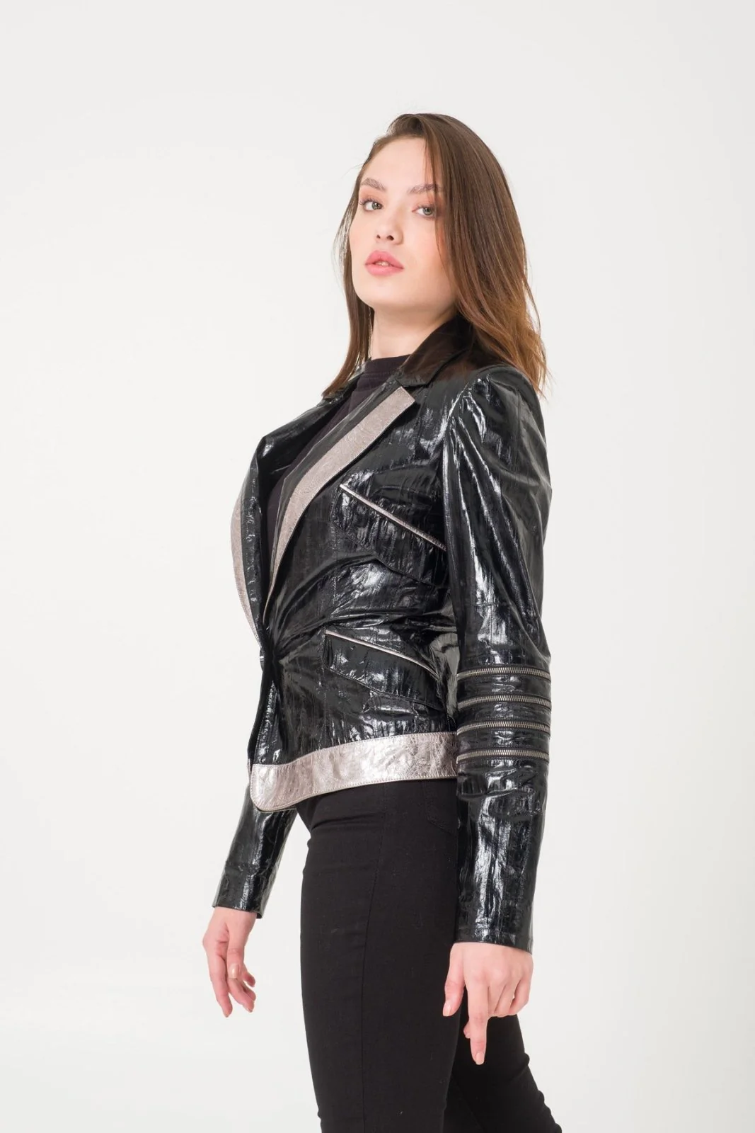 Black Patent Leather Blazer - Image 2