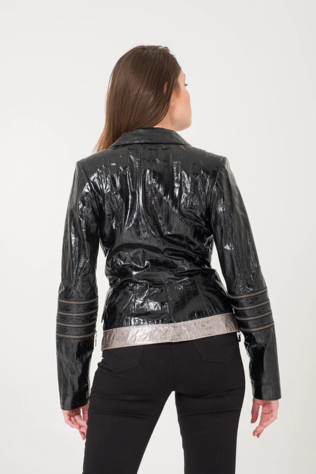 Black Patent Leather Blazer - Image 3