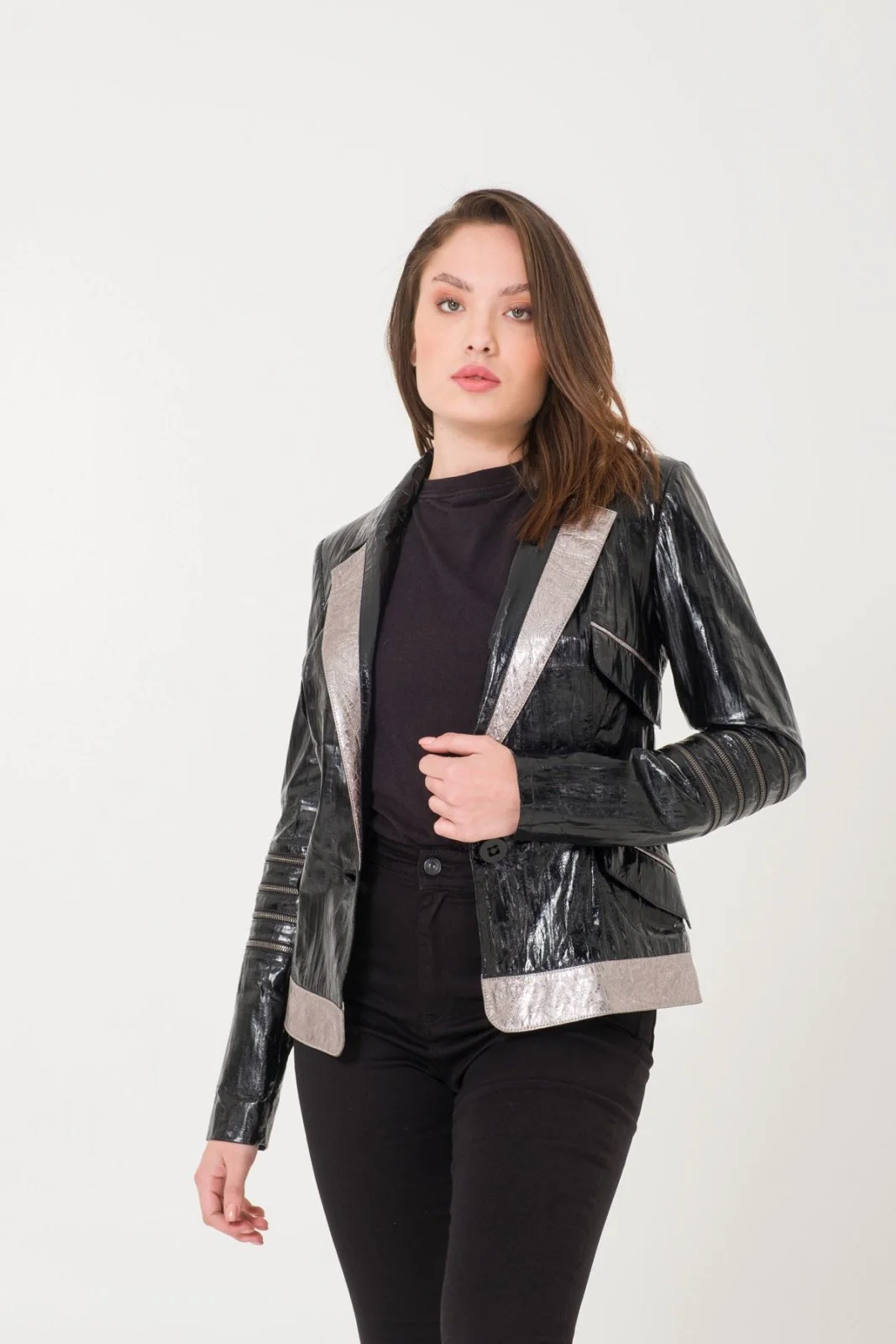 Black Patent Leather Blazer - Image 6