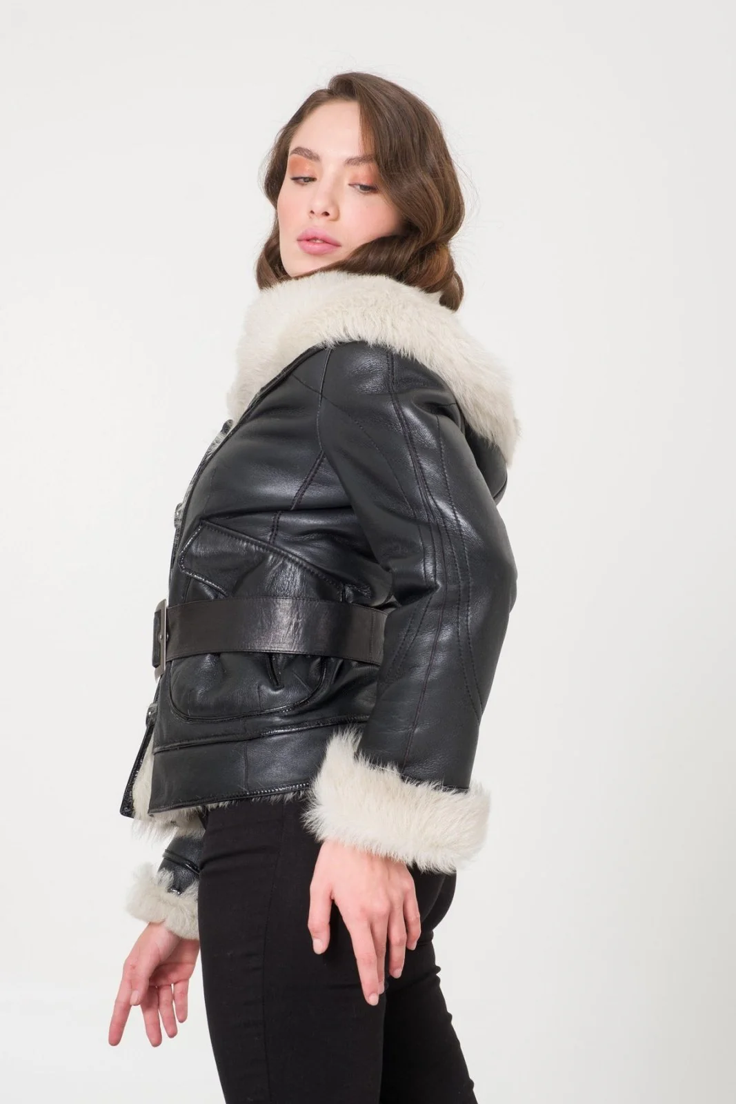 Black Shearling Coat - Image 2