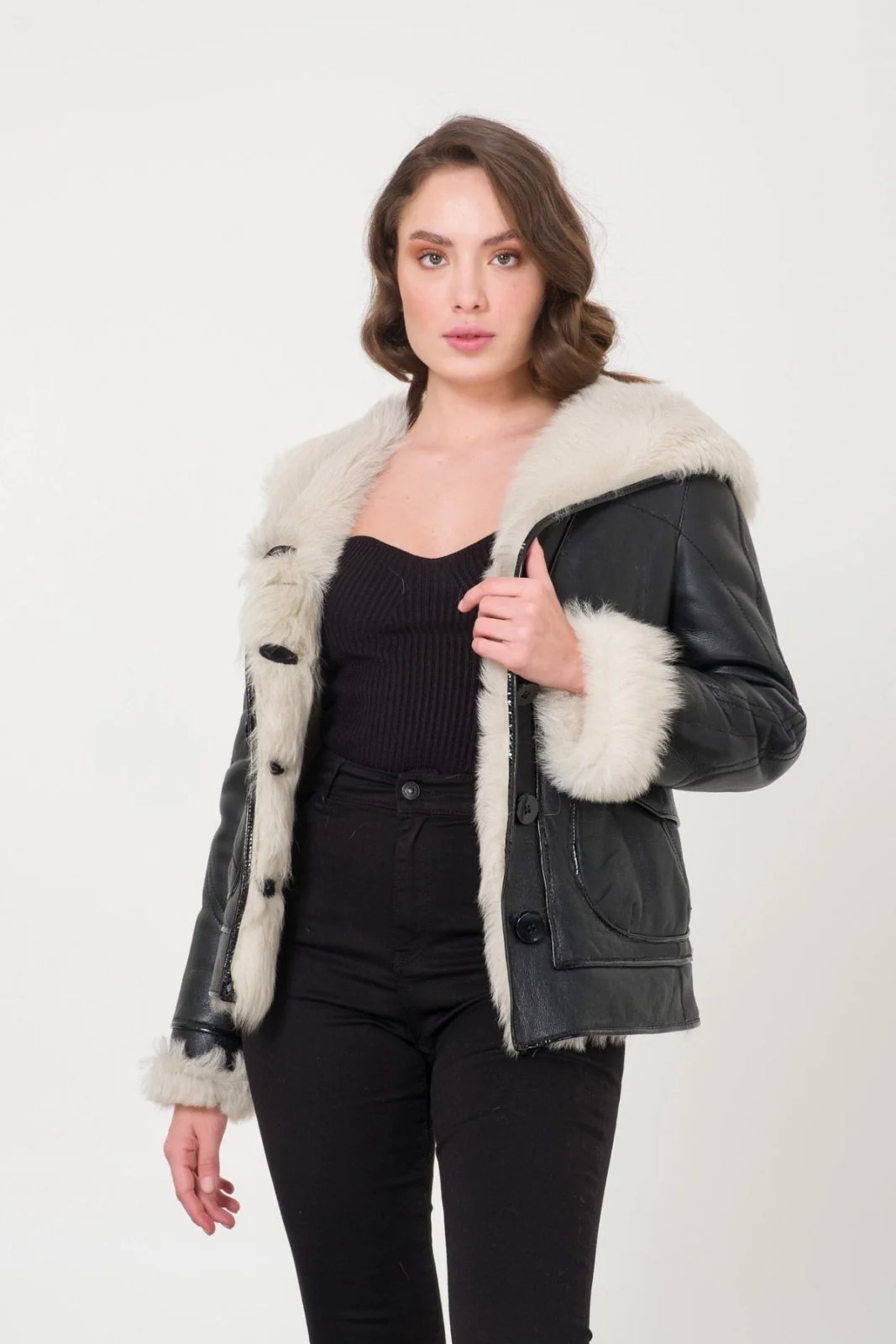 Black Shearling Coat - Image 4
