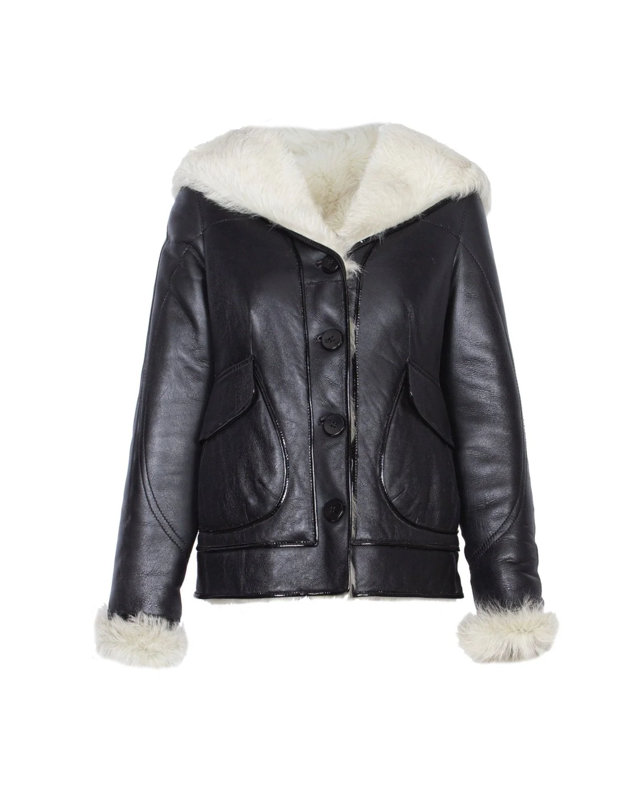 Black Shearling Coat - Image 8