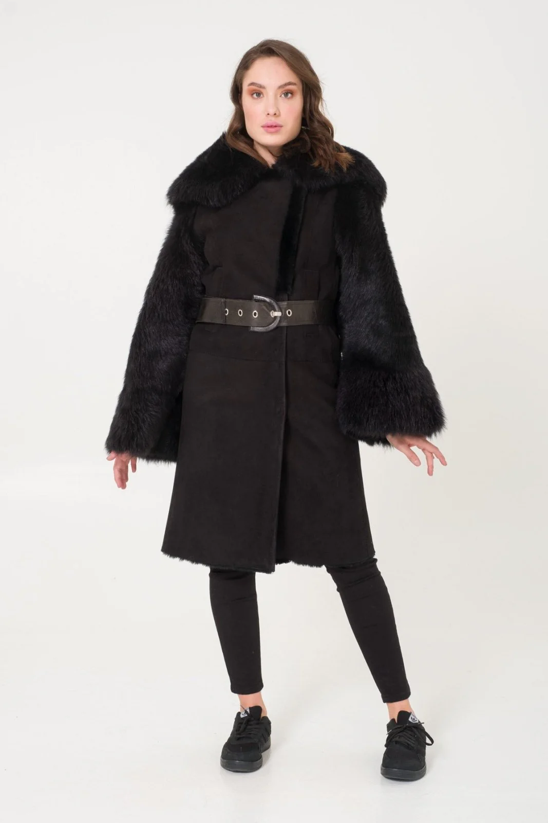 Black Shearling Coat - Image 3