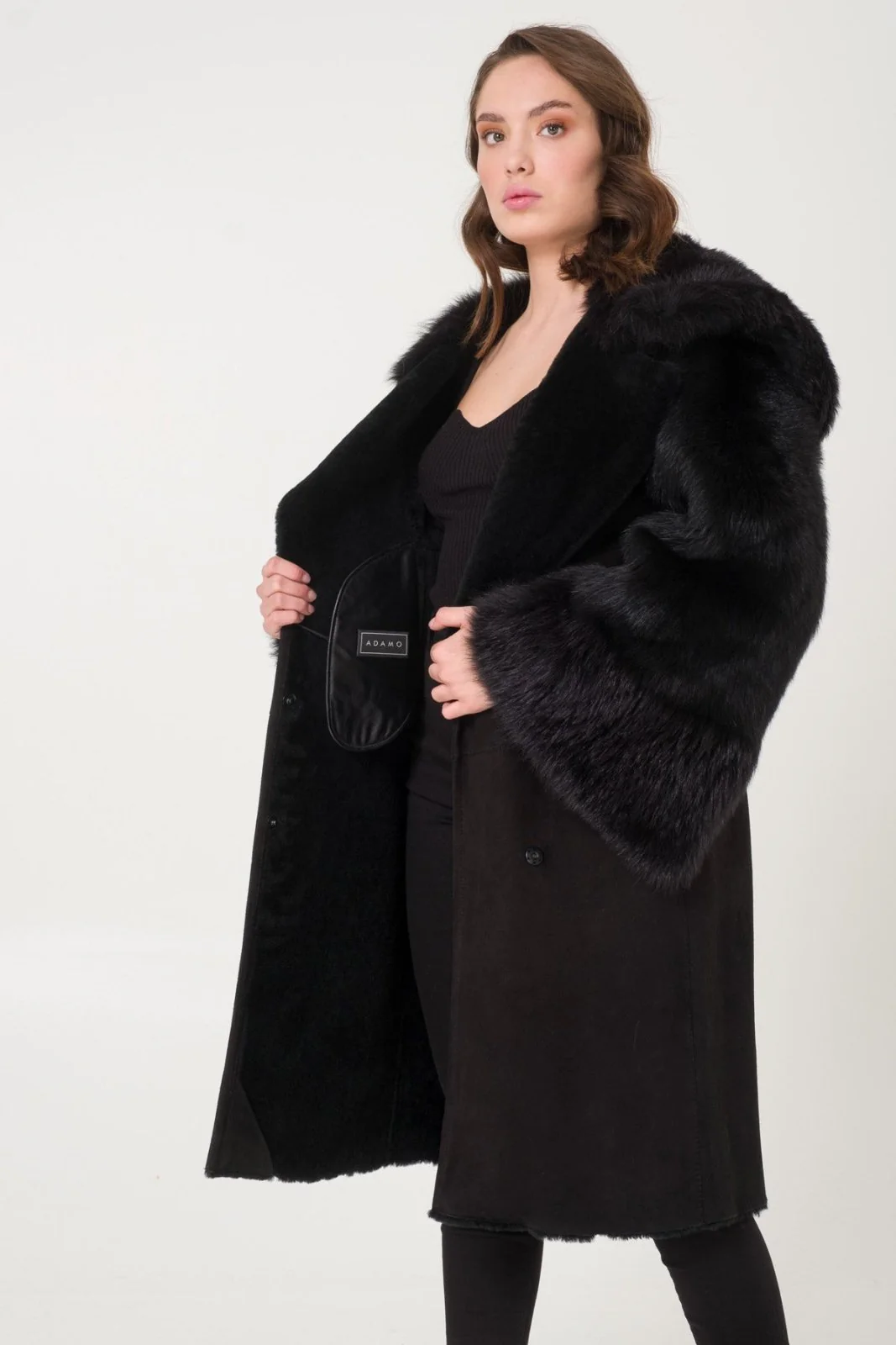 Black Shearling Coat - Image 7