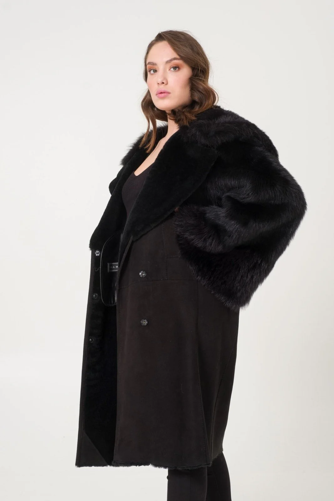 Black Shearling Coat - Image 8