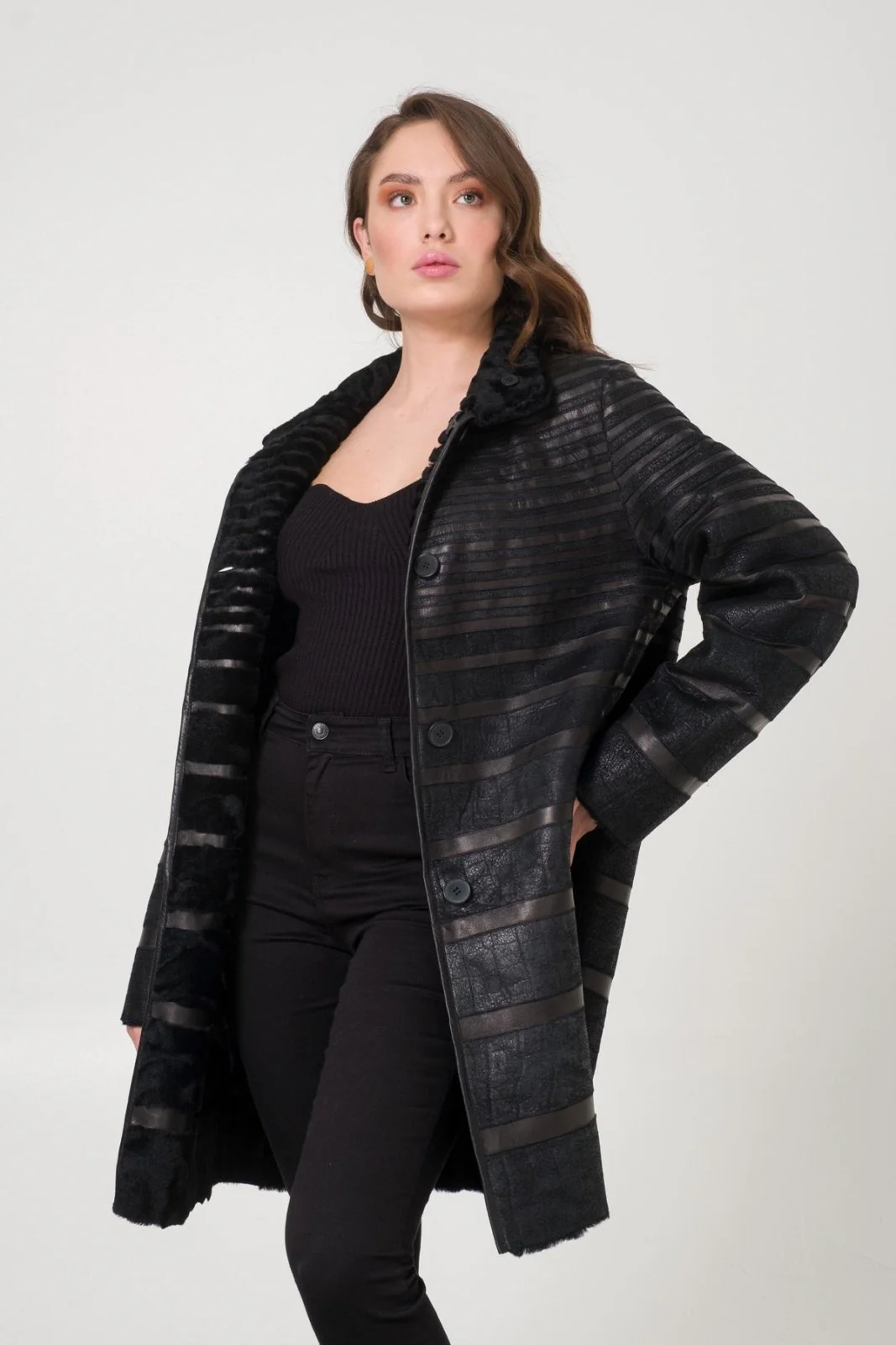 Black Shearling Coat - Image 4