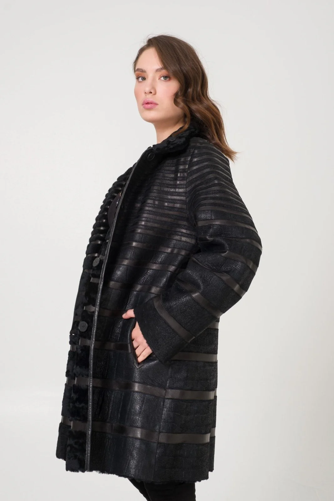 Black Shearling Coat - Image 6