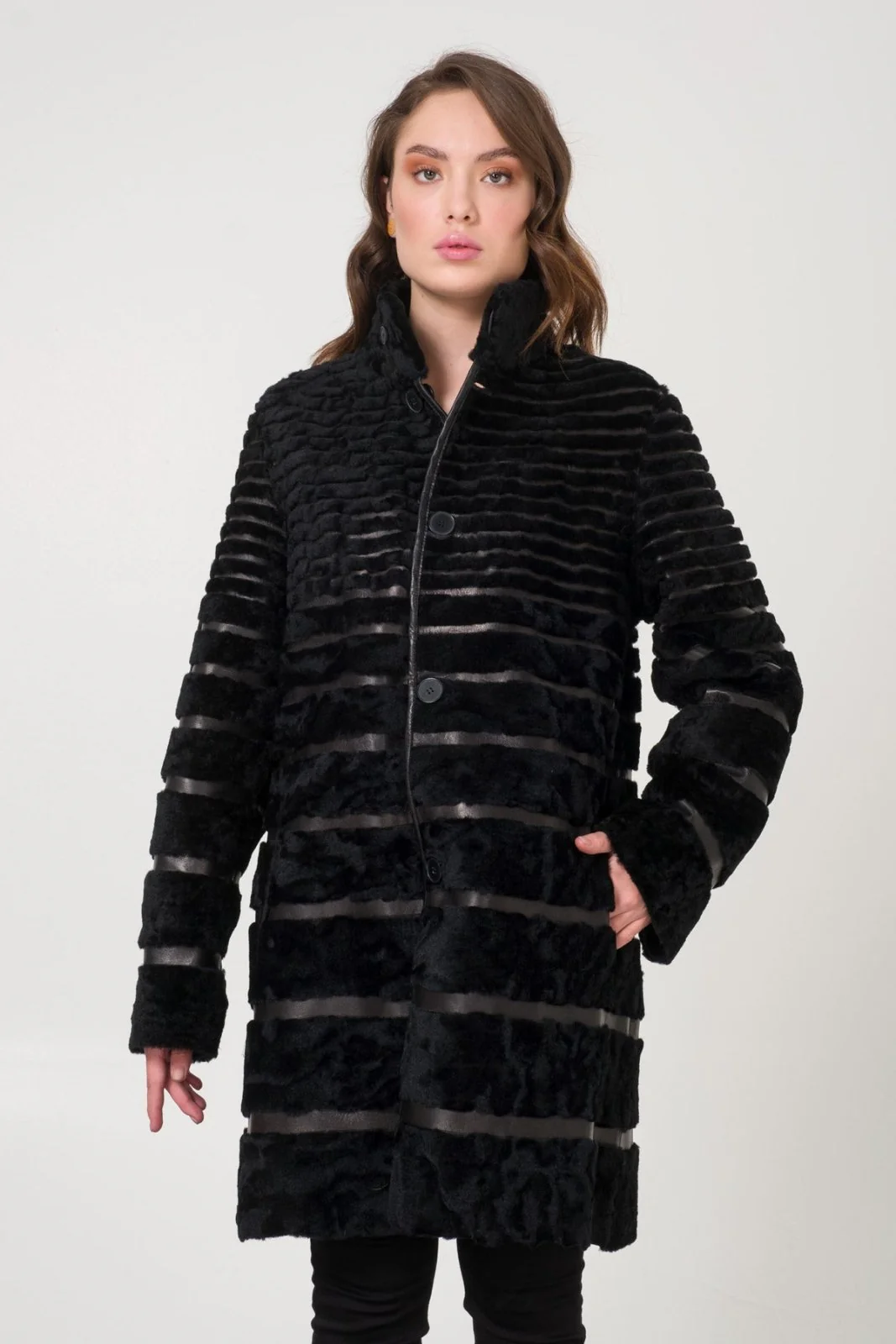 Black Shearling Coat - Image 7
