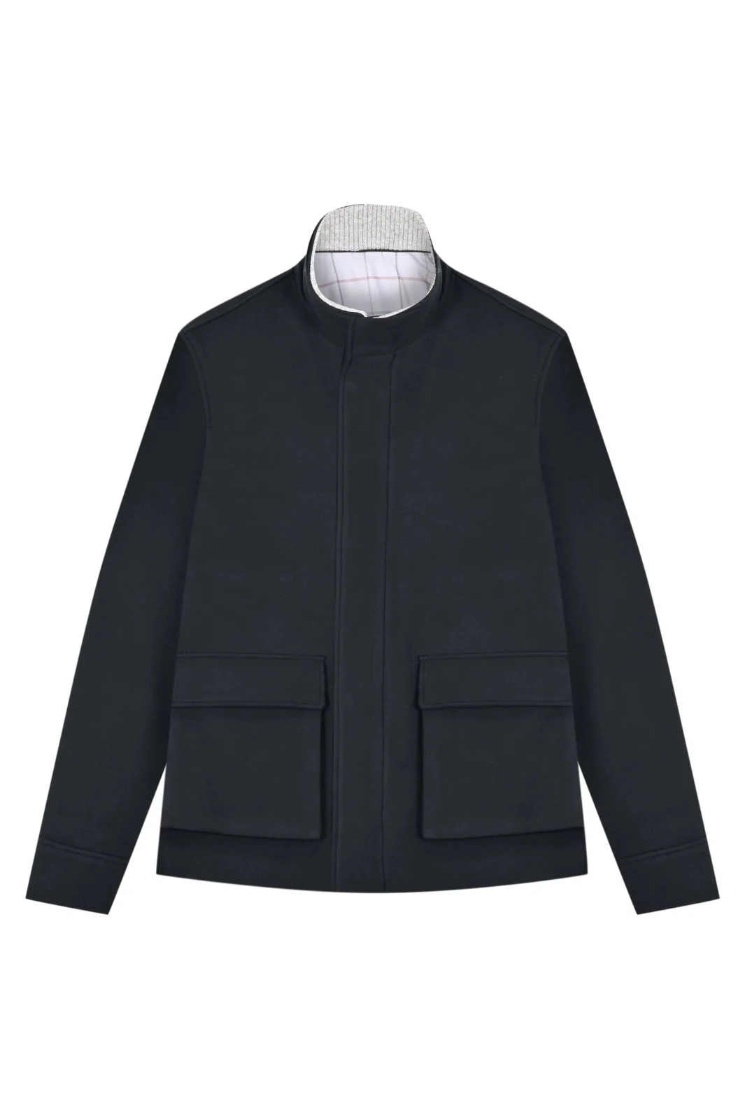 Black Wool Jacket with Rex Fur Collar - Image 3