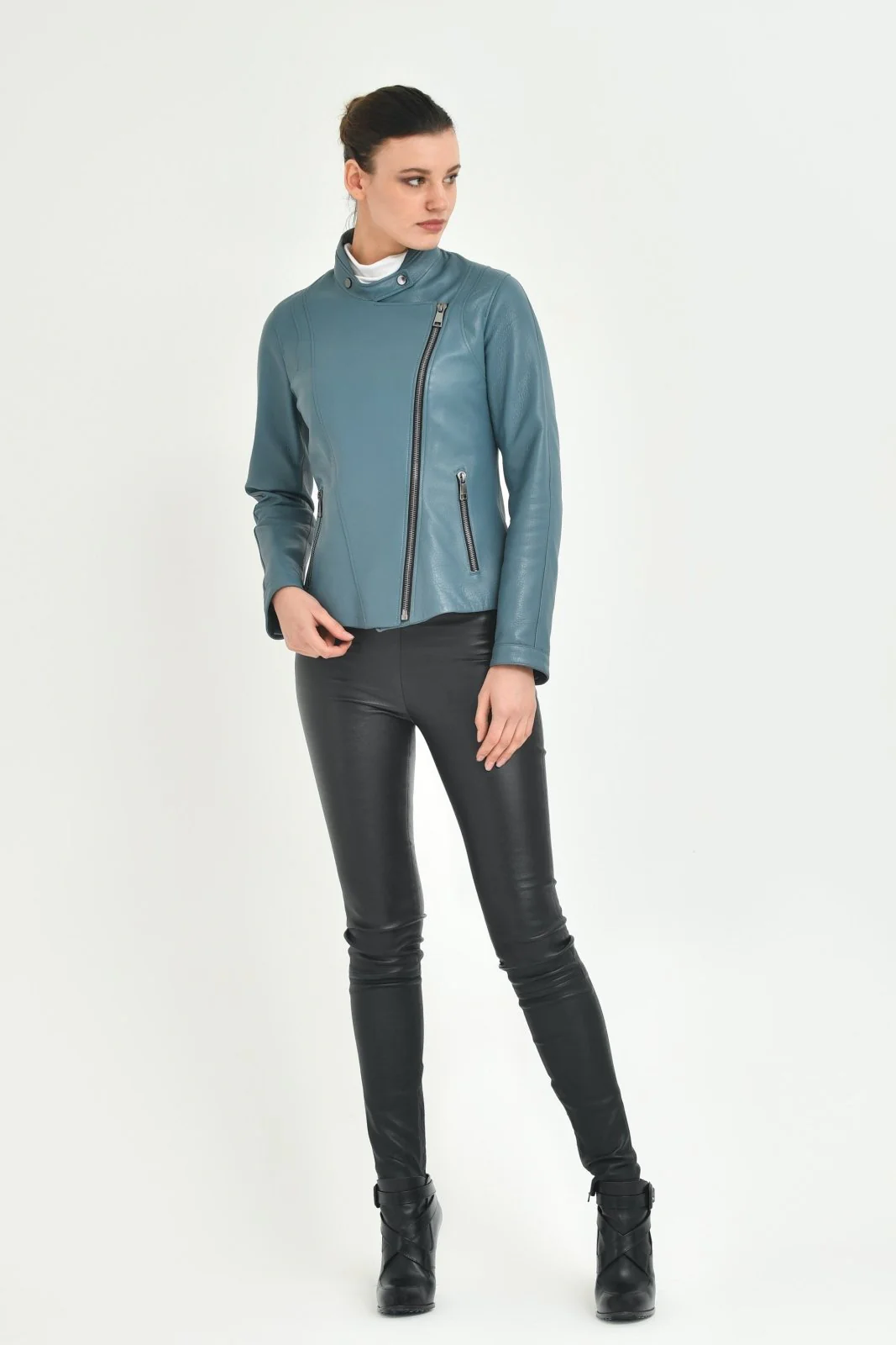 Blue Leather Jacket - Image 2