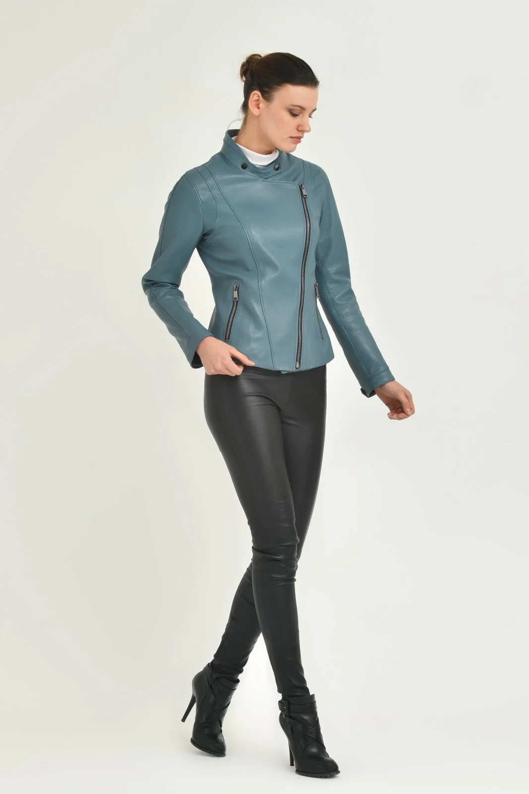 Blue Leather Jacket - Image 3