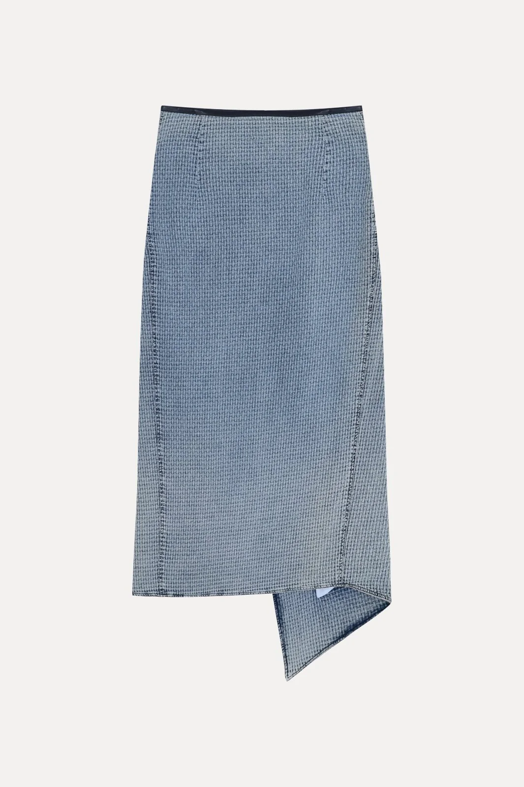 Blue Sculpted Wrap Skirt - Image 4