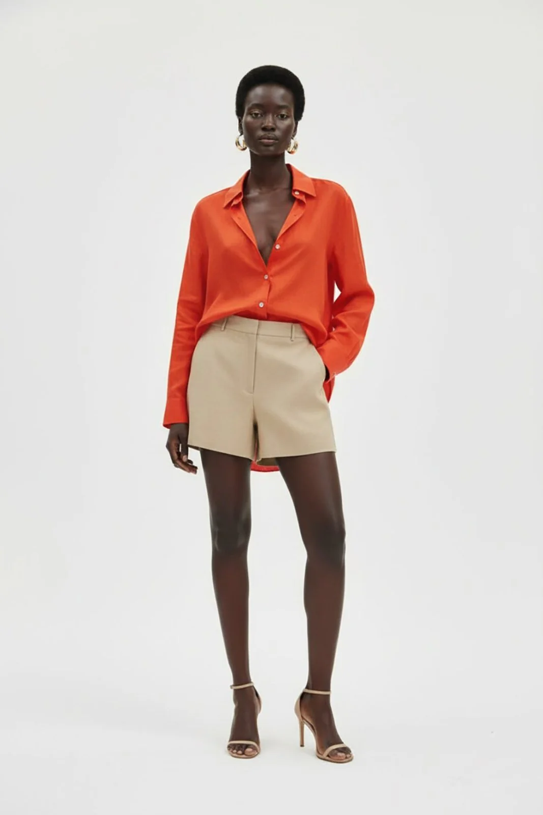 Bold Sunset Orange Linen Shirt - Image 3
