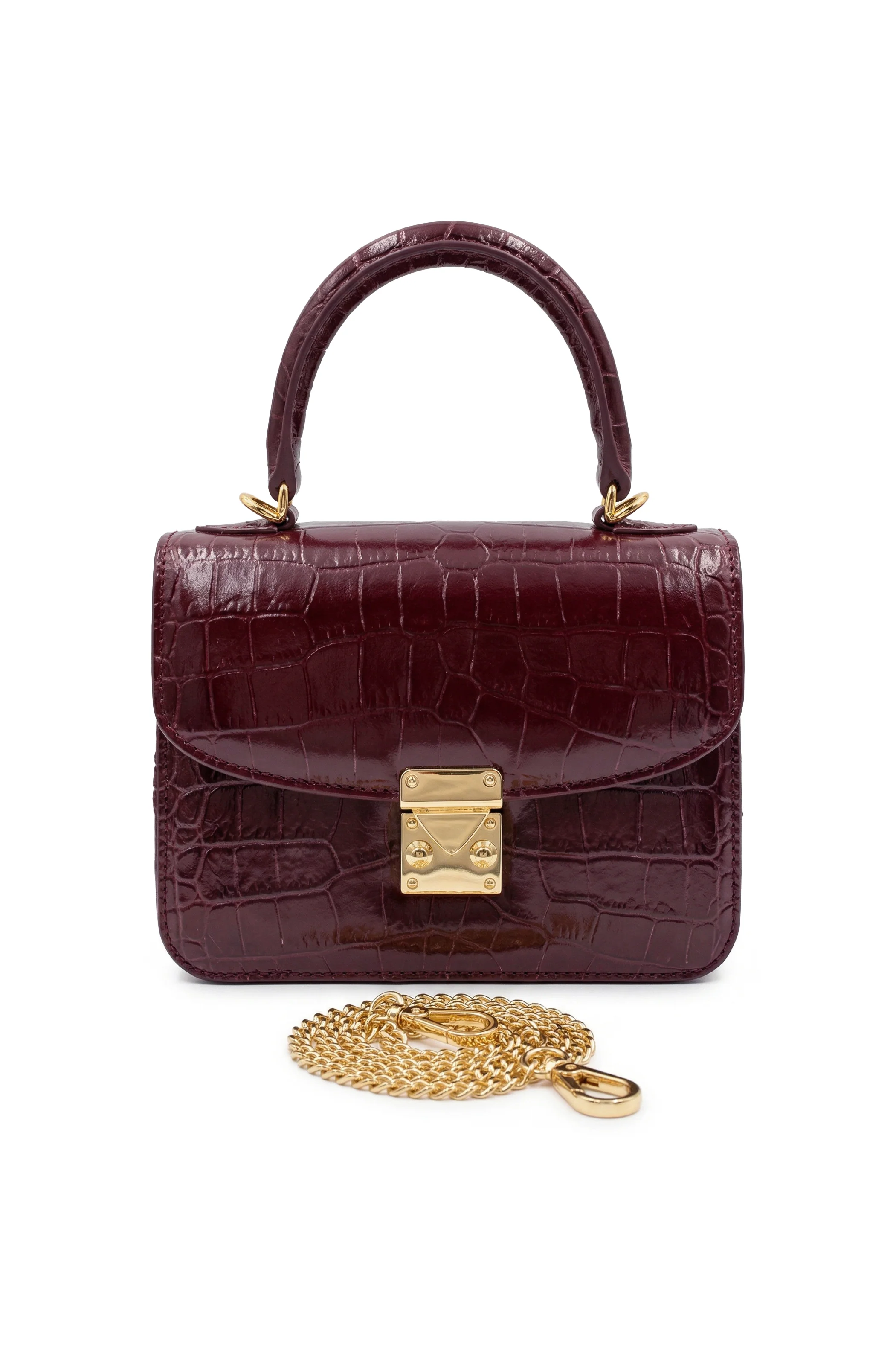 Bordeaux Regale Croc Mini Bag - Image 3