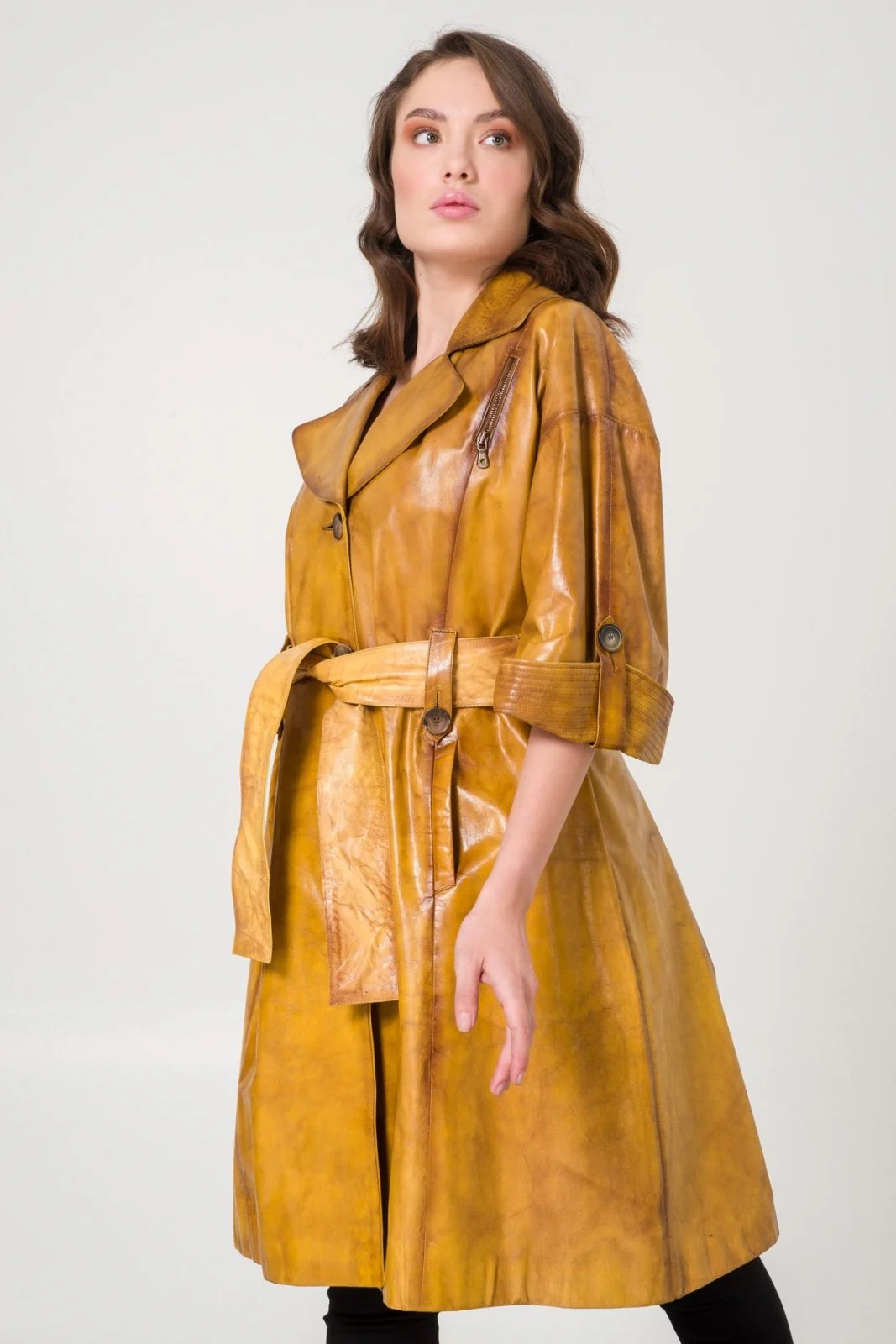 Brown Leather Coat - Image 2