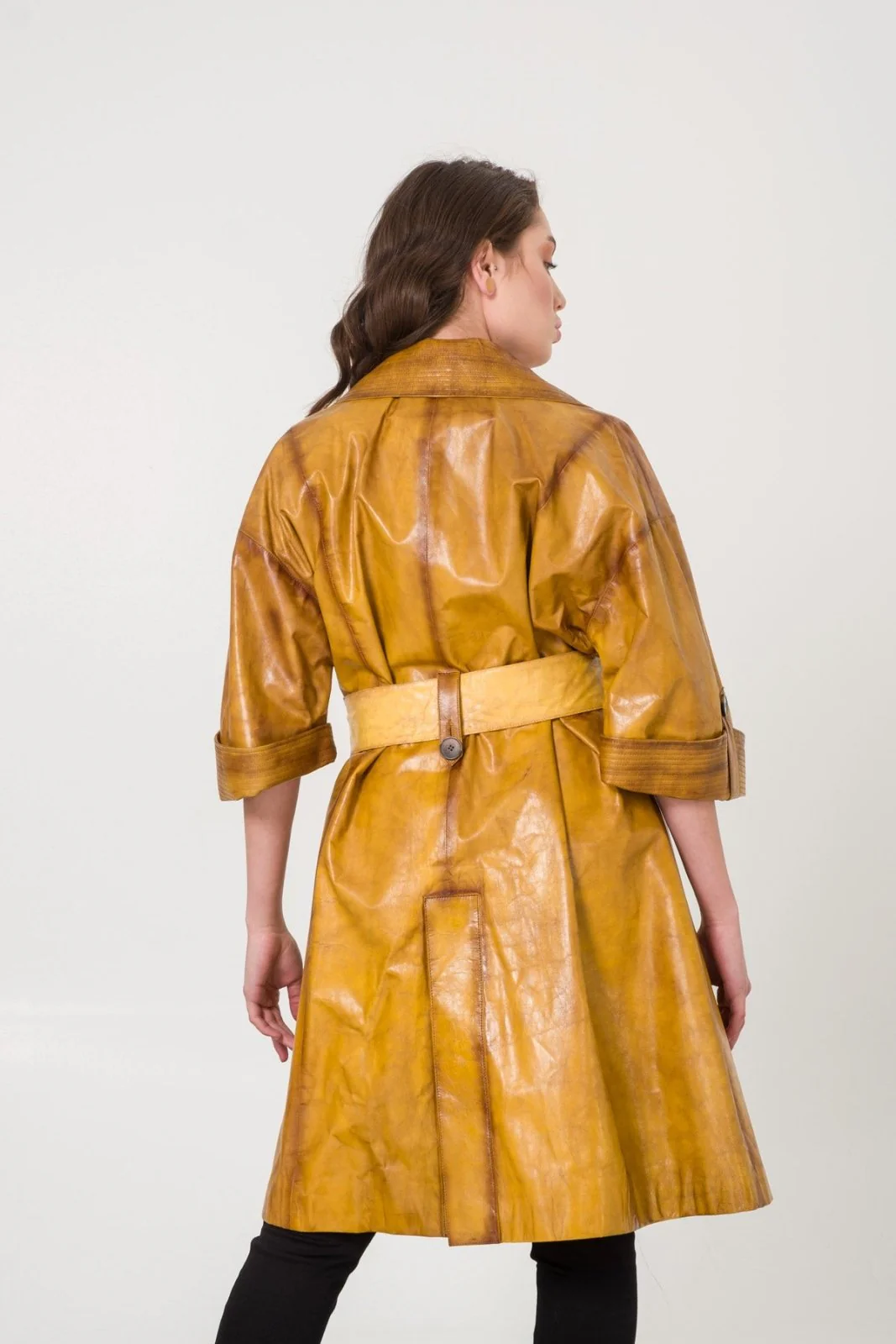 Brown Leather Coat - Image 3