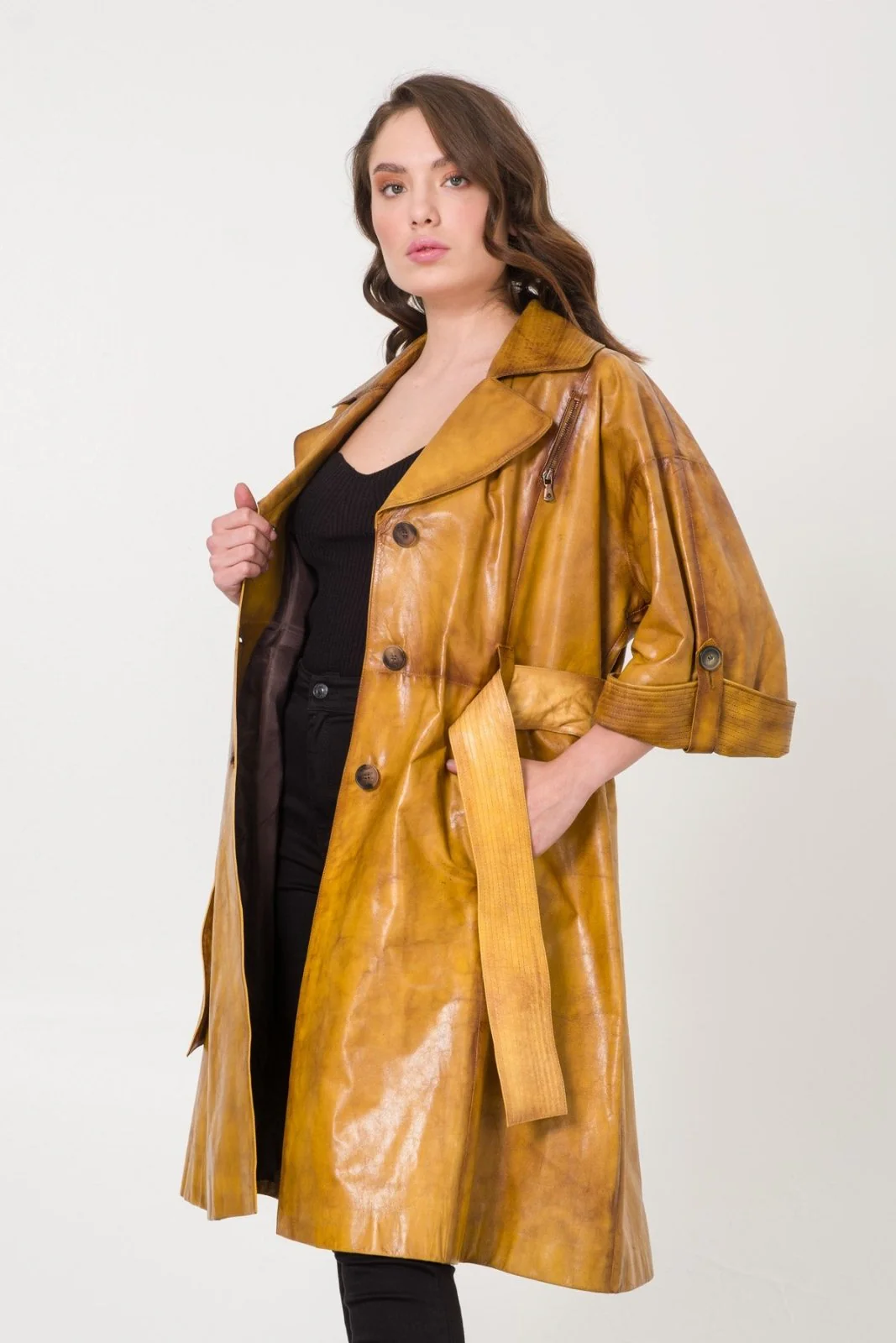 Brown Leather Coat - Image 4