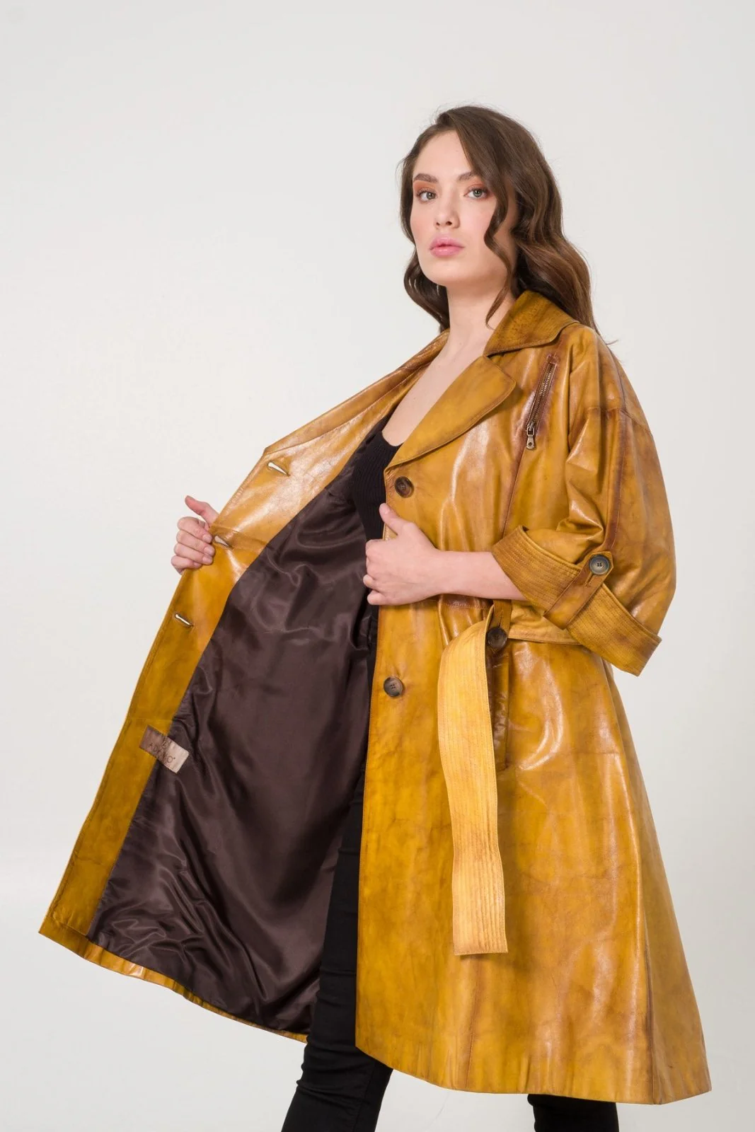 Brown Leather Coat - Image 5