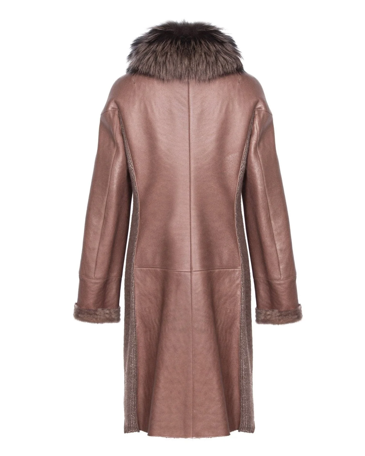 Brown Long Leather Coat - Image 2