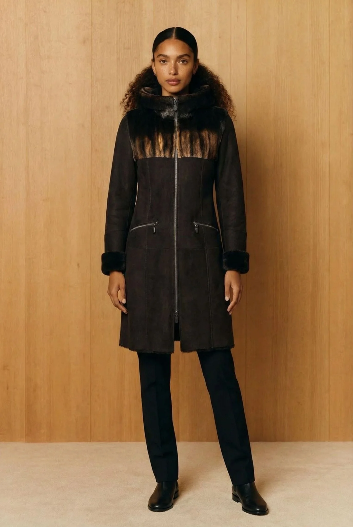Brown Long Leather Coat
