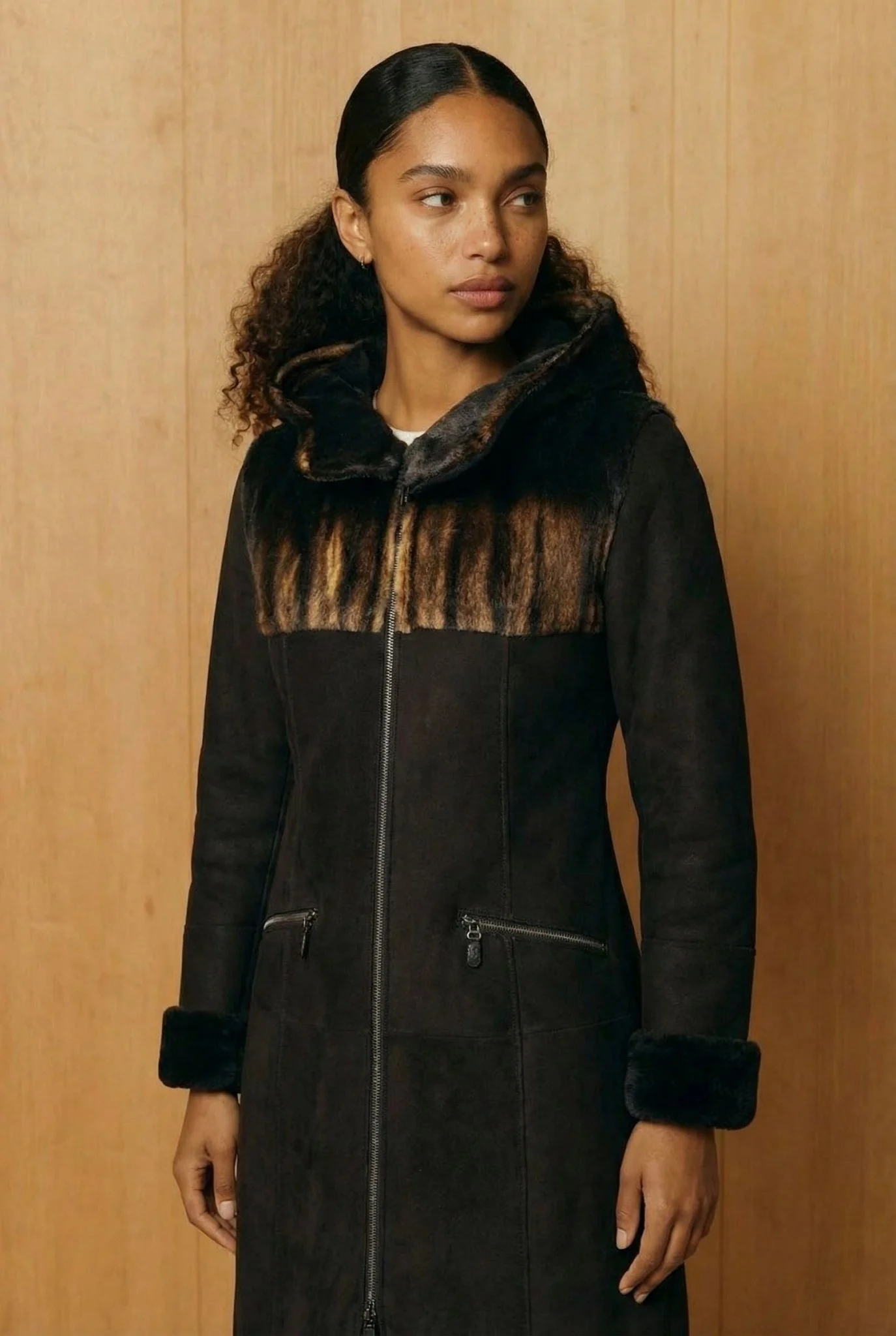 Brown Long Leather Coat - Image 2