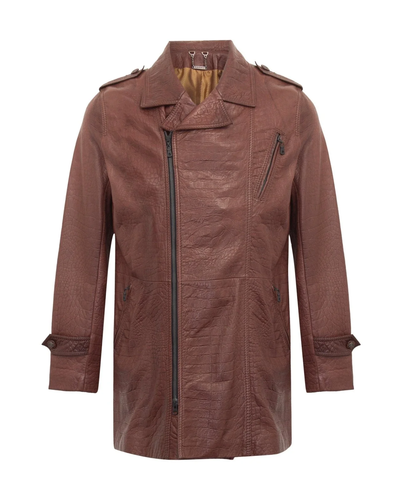 Brown Long Leather Jacket - Image 2