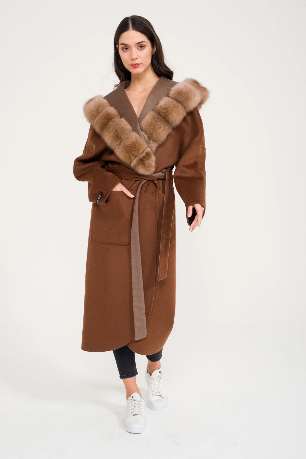 Arden Sable Fur Cashmere Blend Coat - Image 4