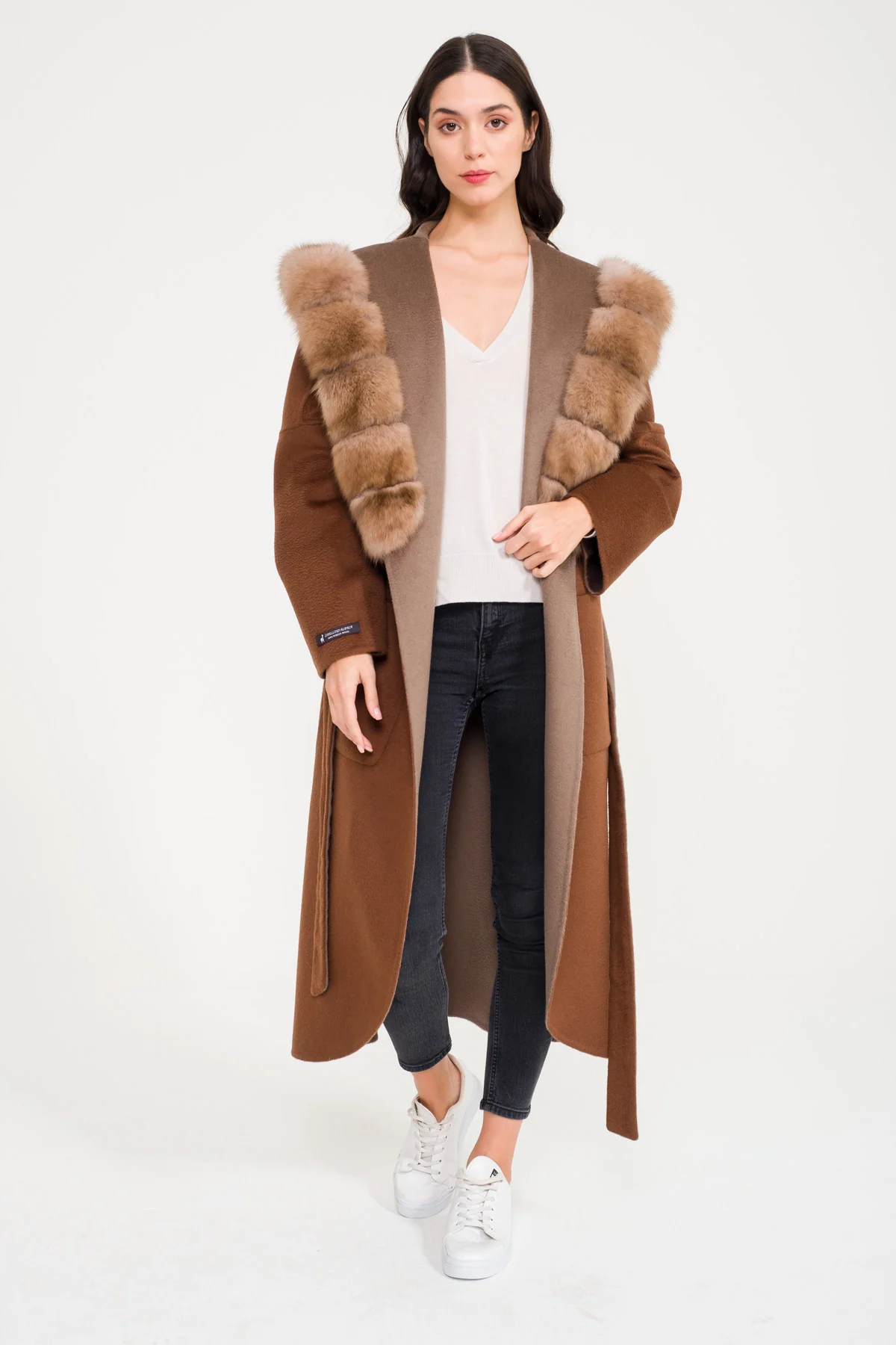 Arden Sable Fur Cashmere Blend Coat - Image 6