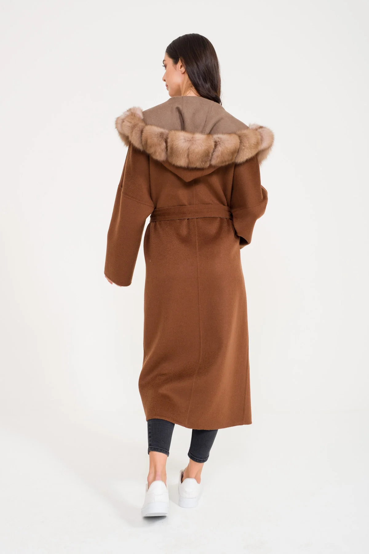 Arden Sable Fur Cashmere Blend Coat - Image 7