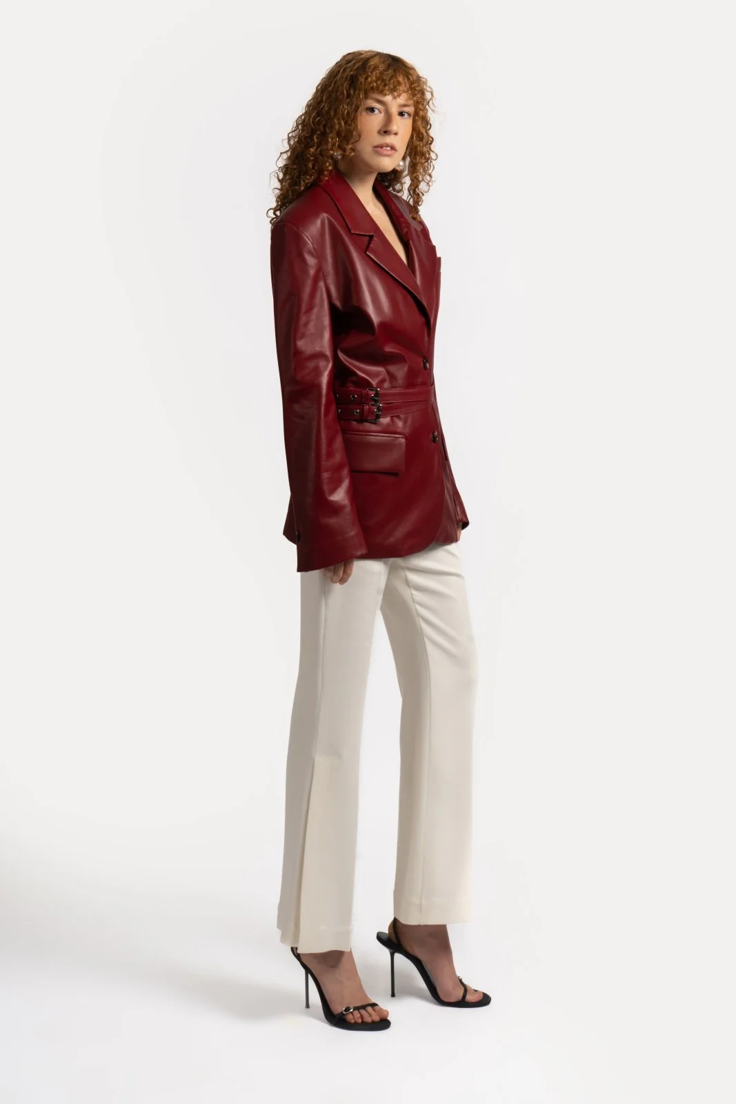 Bordeaux Leather Blazer - Image 3