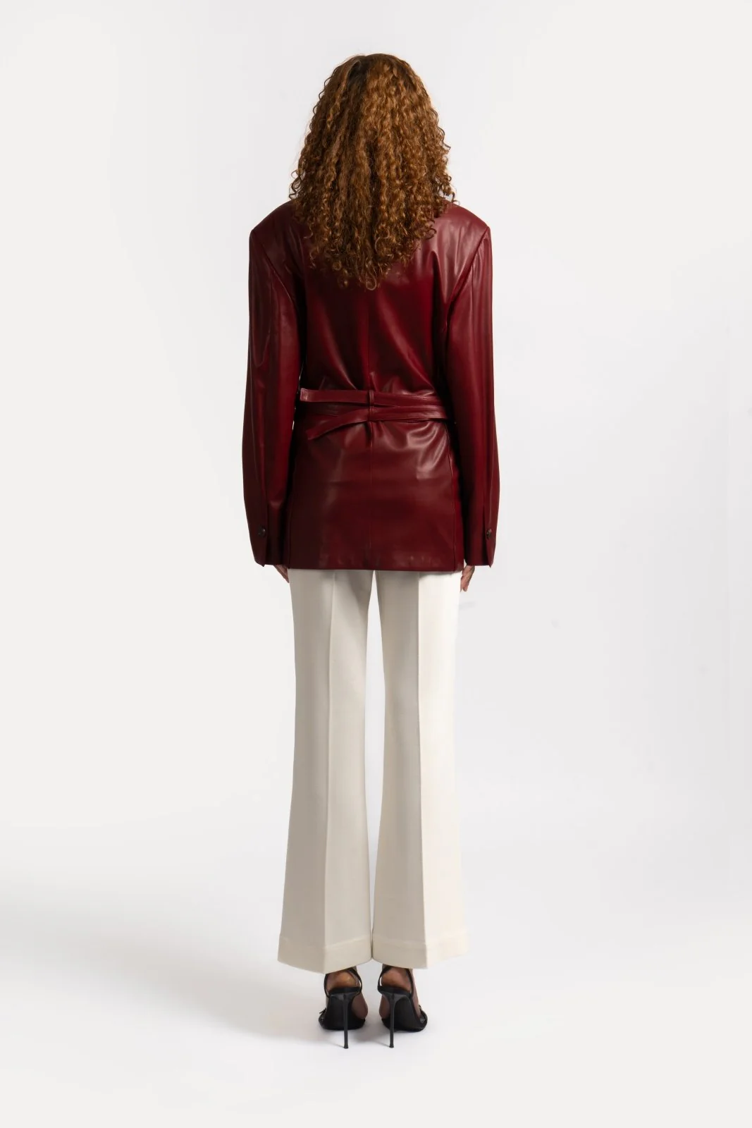 Bordeaux Leather Blazer - Image 4