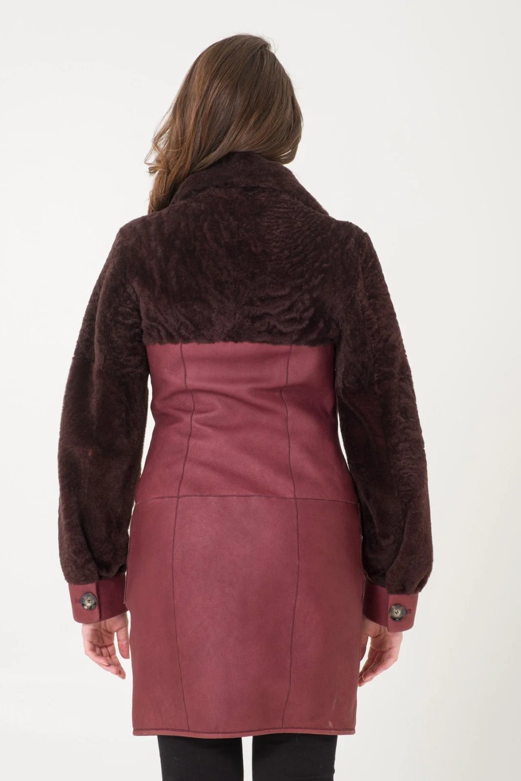 Burgundy Shearling Coat - Image 5