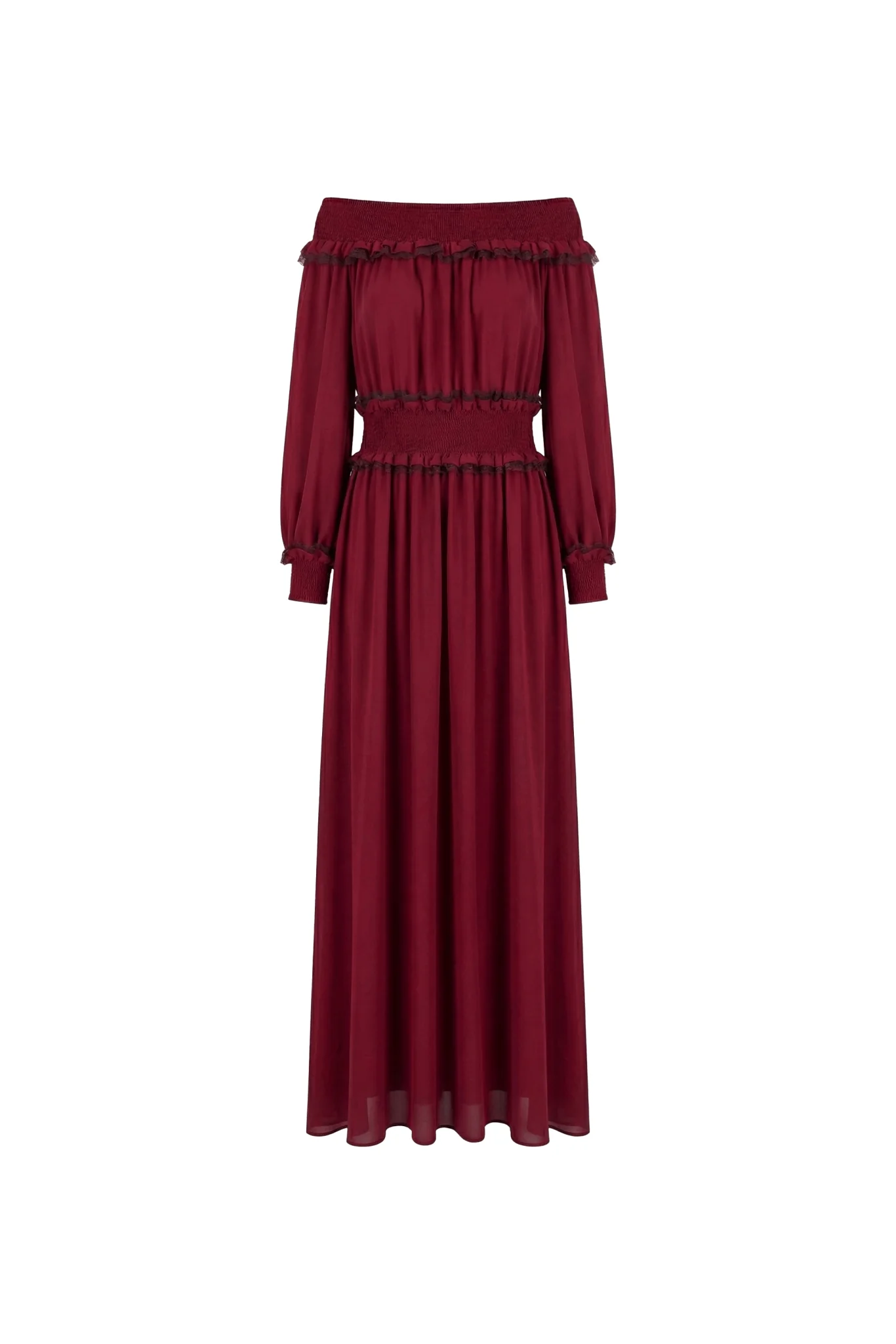 Celeste Blue Off-Shoulder Smocked Maxi Dress - Image 5