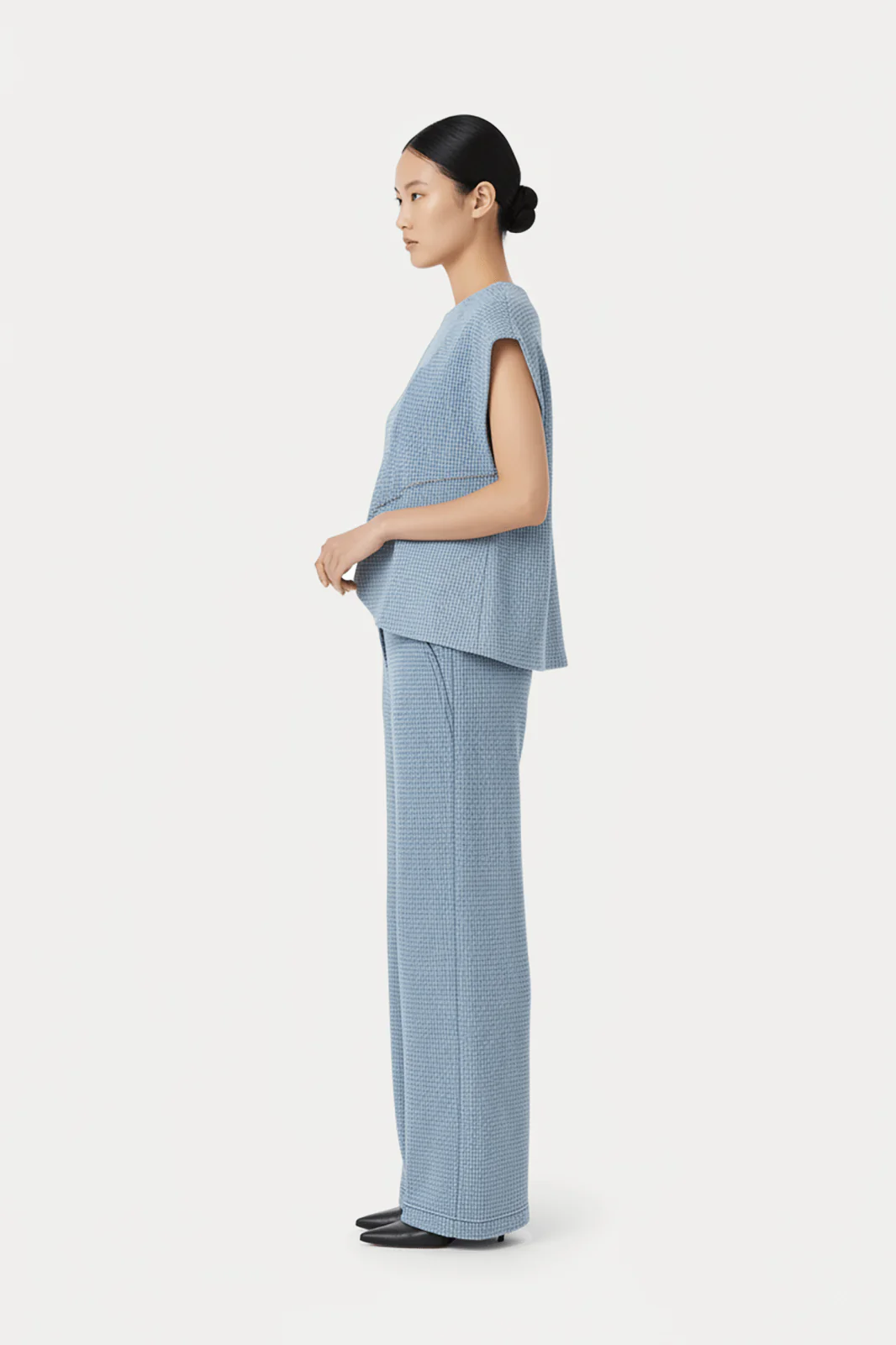 Celeste Blue Textured Wide-Leg Denim - Image 3