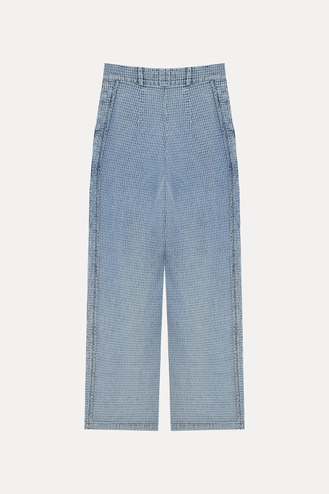 Celeste Blue Textured Wide-Leg Denim - Image 4