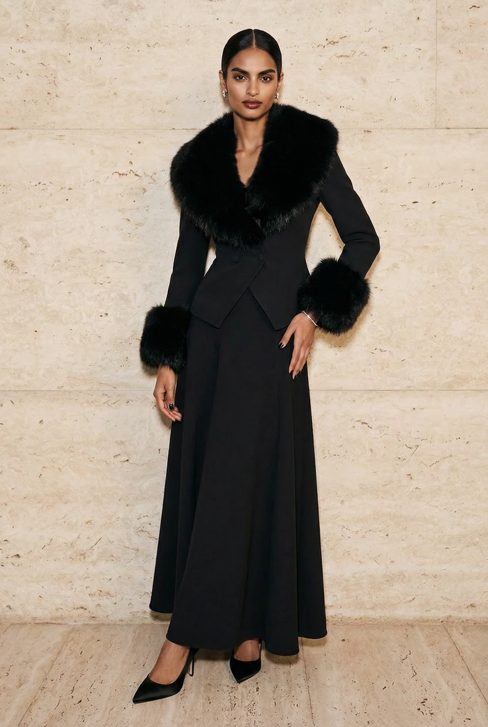 Celestine Fox Fur Tailored Jacket - Image 4