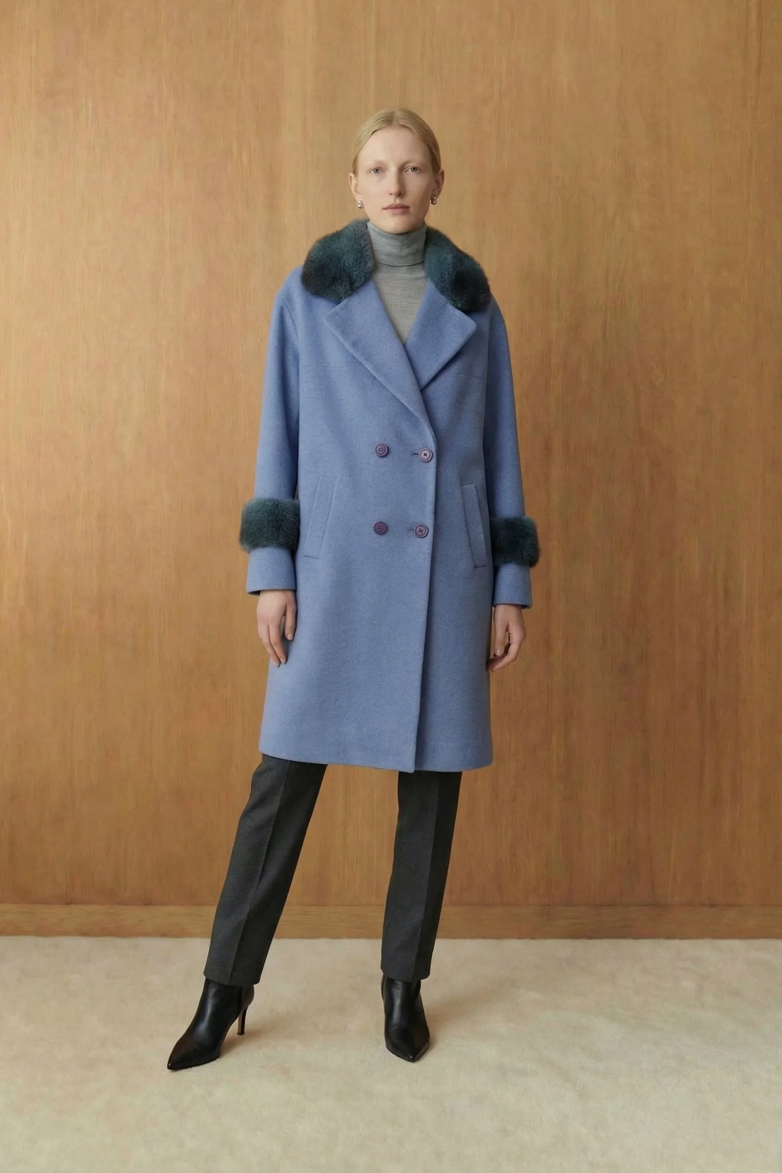 Celestine Wool & Mink Coat