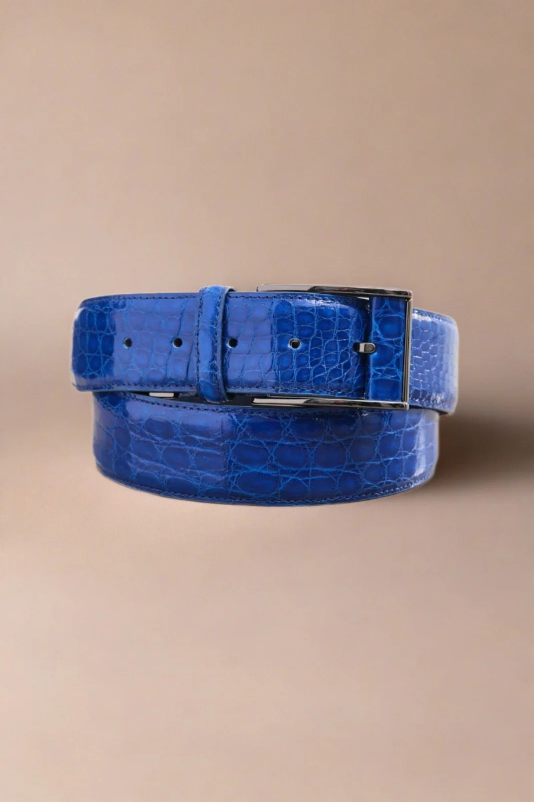 Cognac Color Crocodile Leather Belt - Image 6