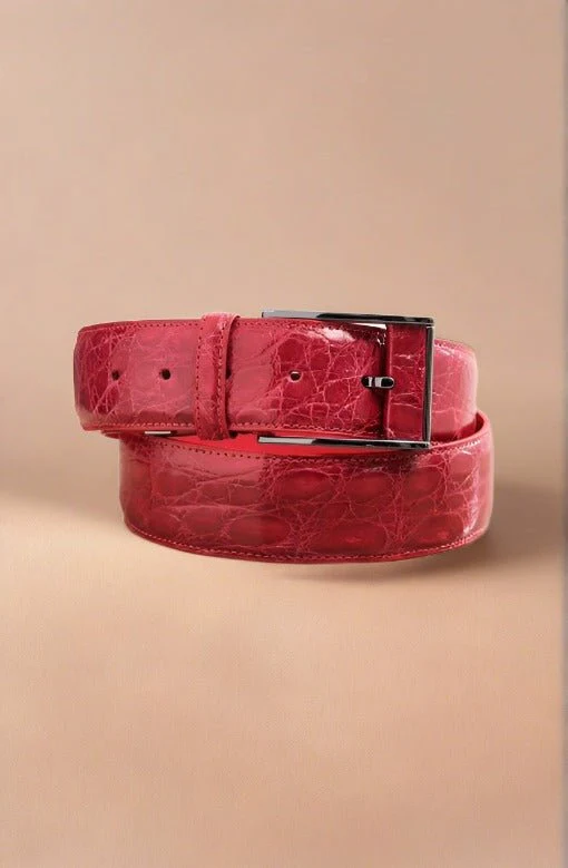 Cognac Color Crocodile Leather Belt - Image 7