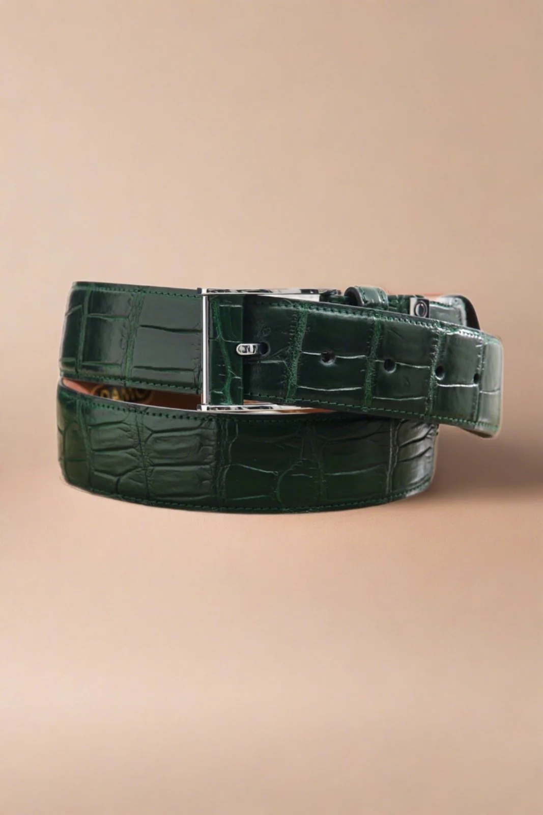 Cognac Color Crocodile Leather Belt - Image 8