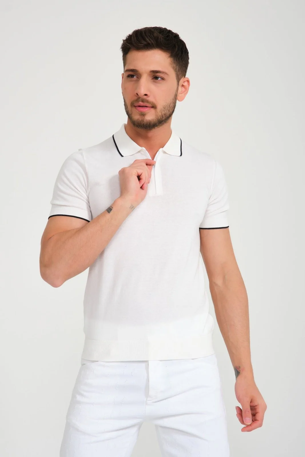 Cotton Zip Polo Shirt - Image 13