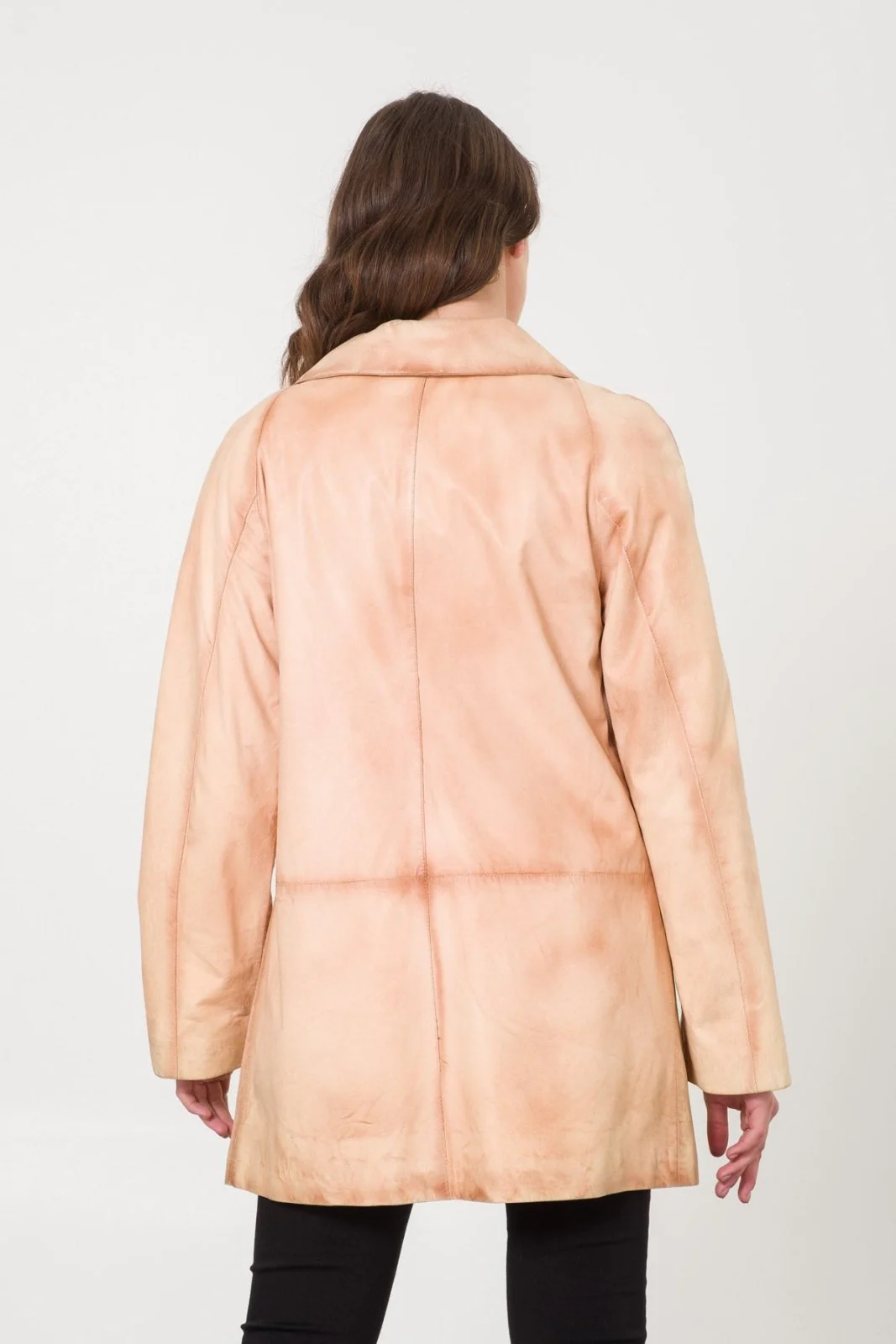 Cream Leather Coat - Image 3